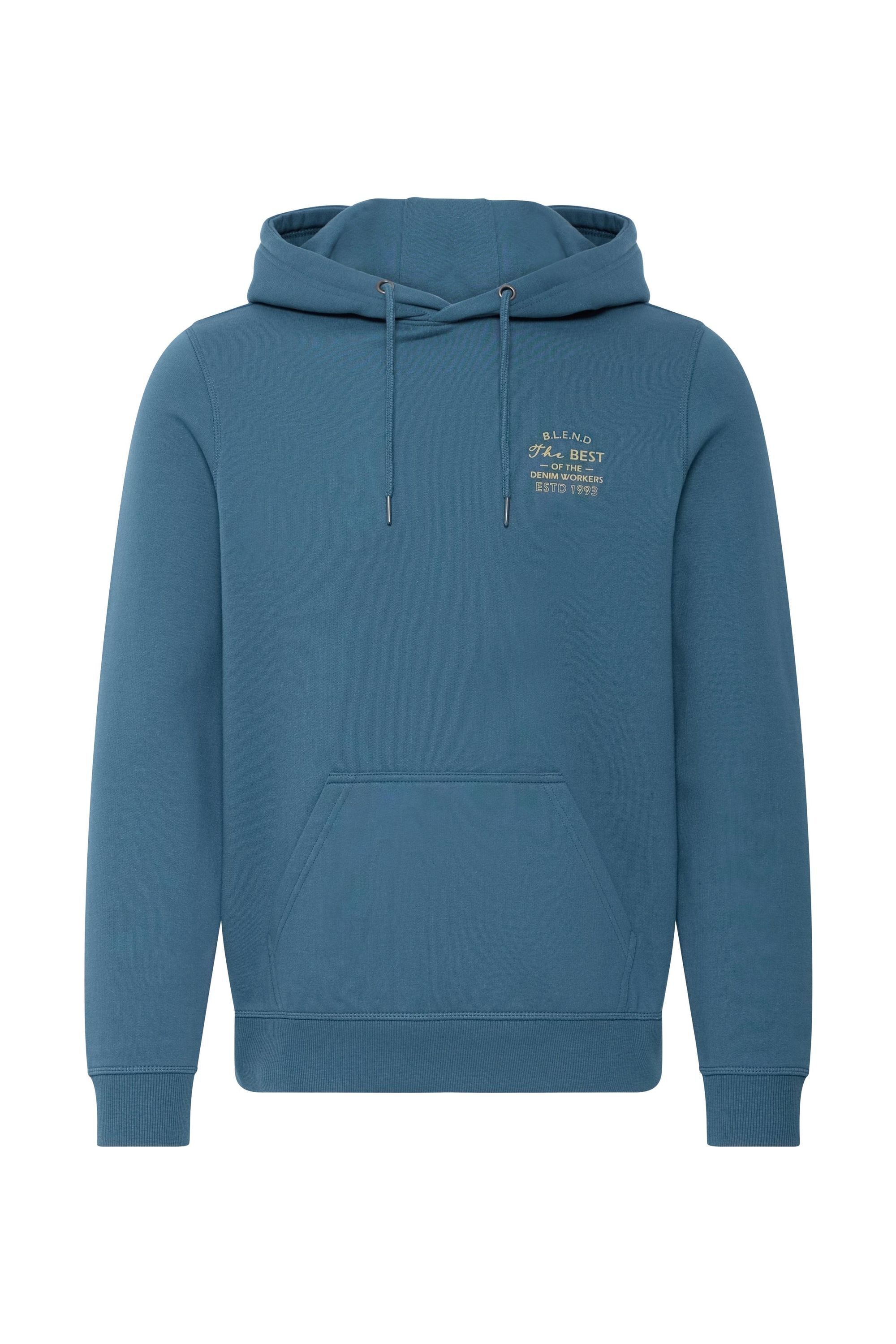 Kapuzenpullover BLEND "BHBest", Herren, Gr. XXL, orion blau, Sweatware, 55% Polyester, 45% Baumwolle, unifarben, normal normal, ohne Ausschnitt, Pullover Kapuzenpullover, Hoodie mit Chest-Print