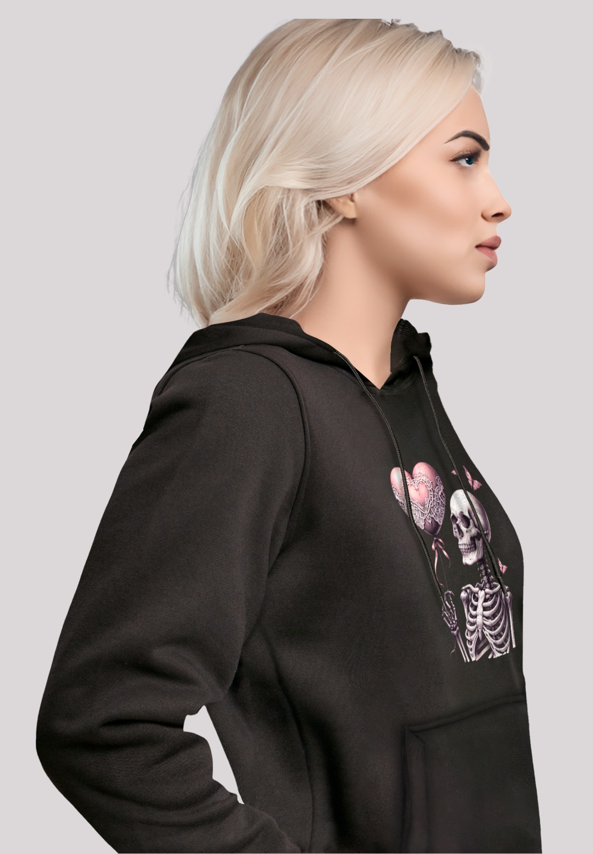 F4NT4STIC Kapuzenpullover »Skelett hält Herzballon«, Premium Qualität