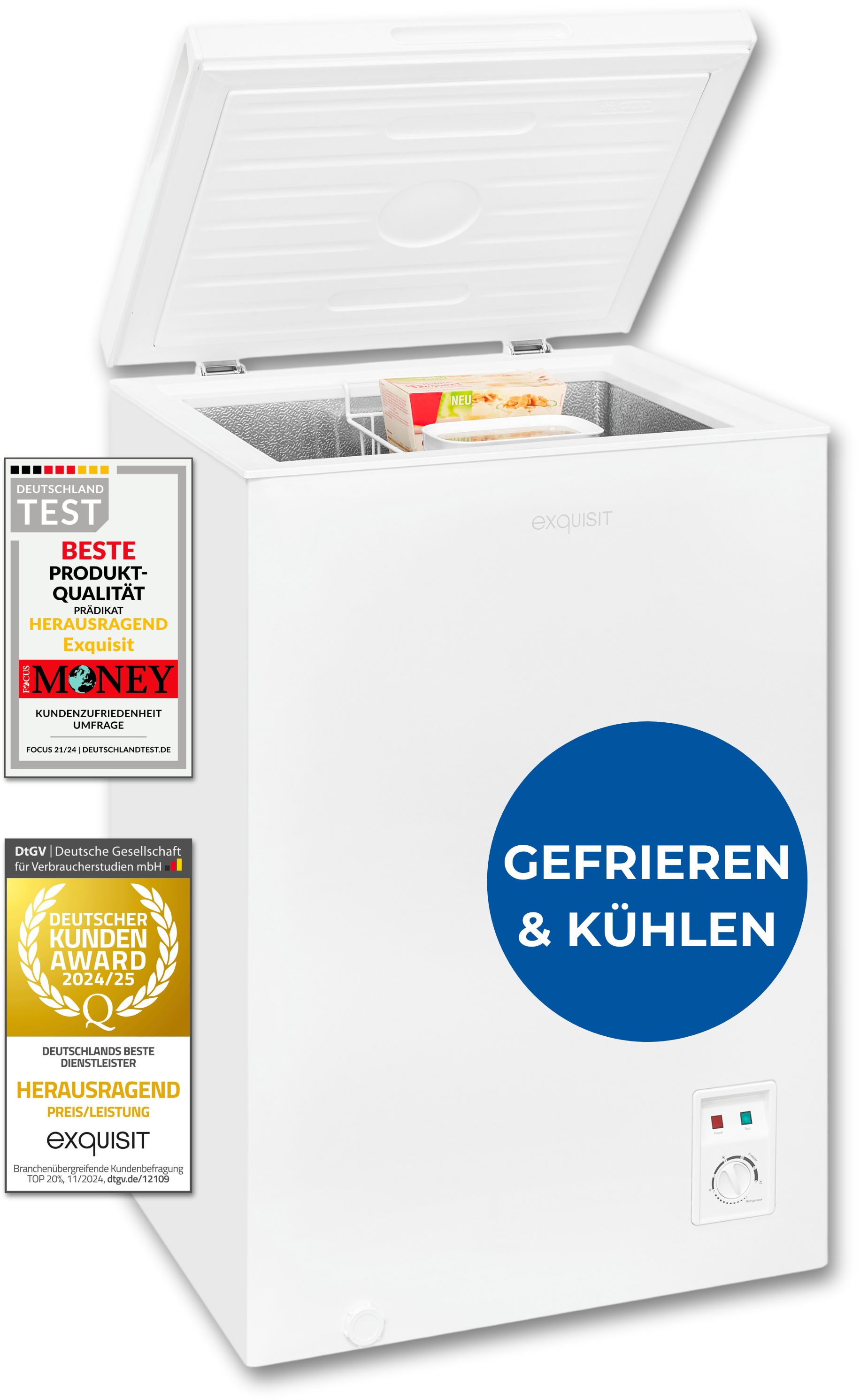 exquisit Gefriertruhe »GT100-050E weiss« 83,5 cm hoch 54,5 cm breit