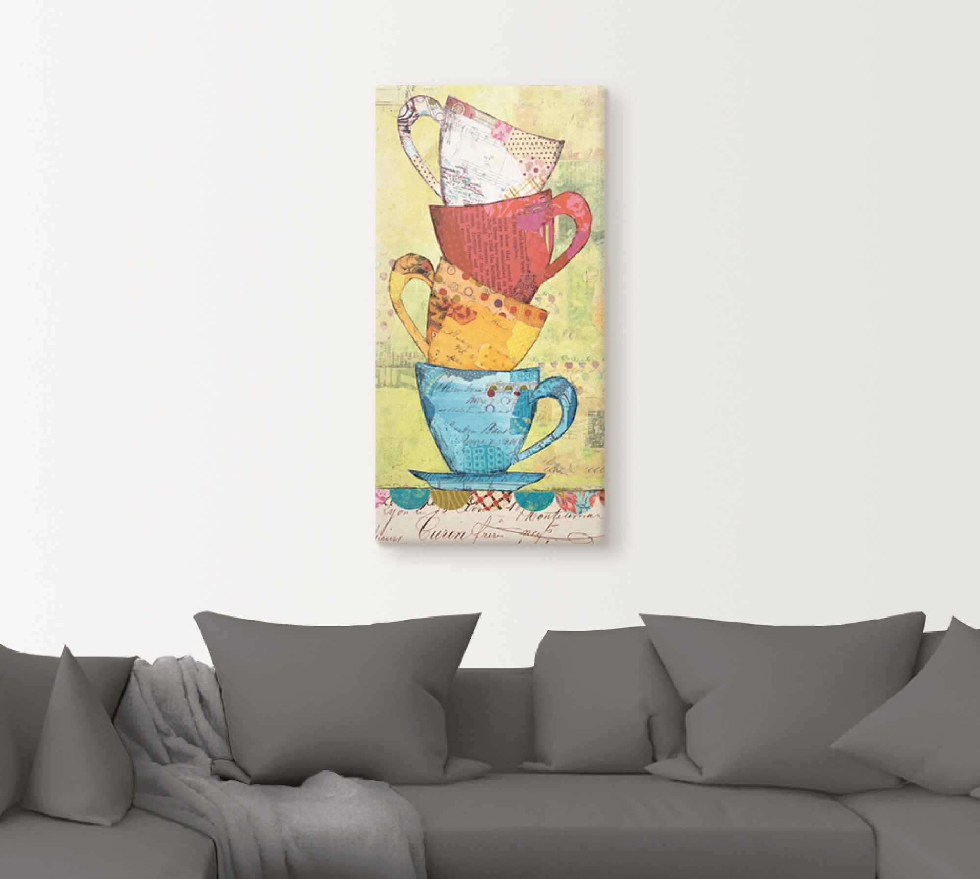 Artland Wandbild "Komm zum Kaffee" Geschirr & Besteck 1 Stk. tlg. als Leinw günstig online kaufen