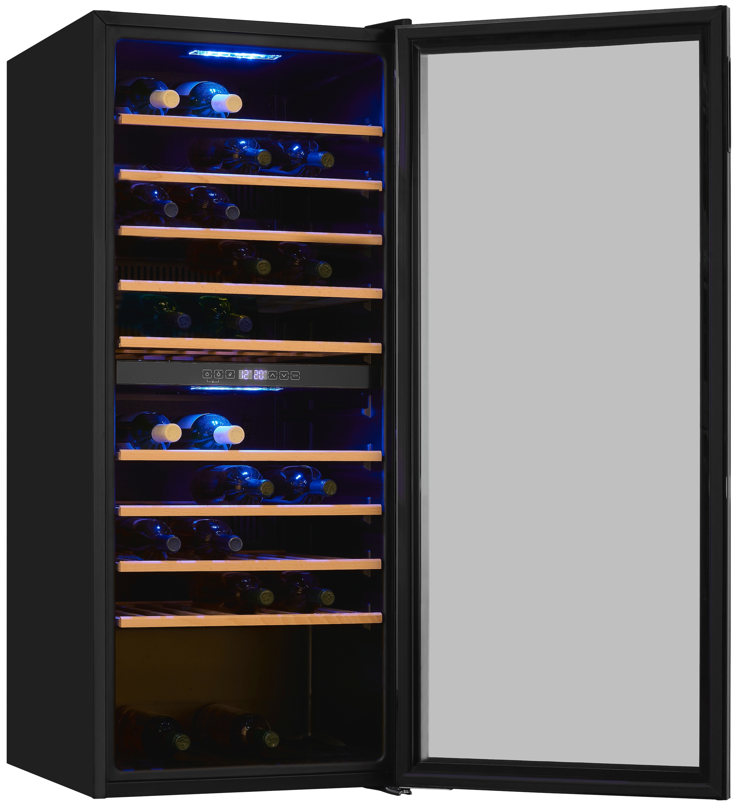 exquisit Weinkühlschrank »WS2-114-GTE-160G«, für 114 St. Standardflaschen á 075l, Digitale Temperaturanzeige