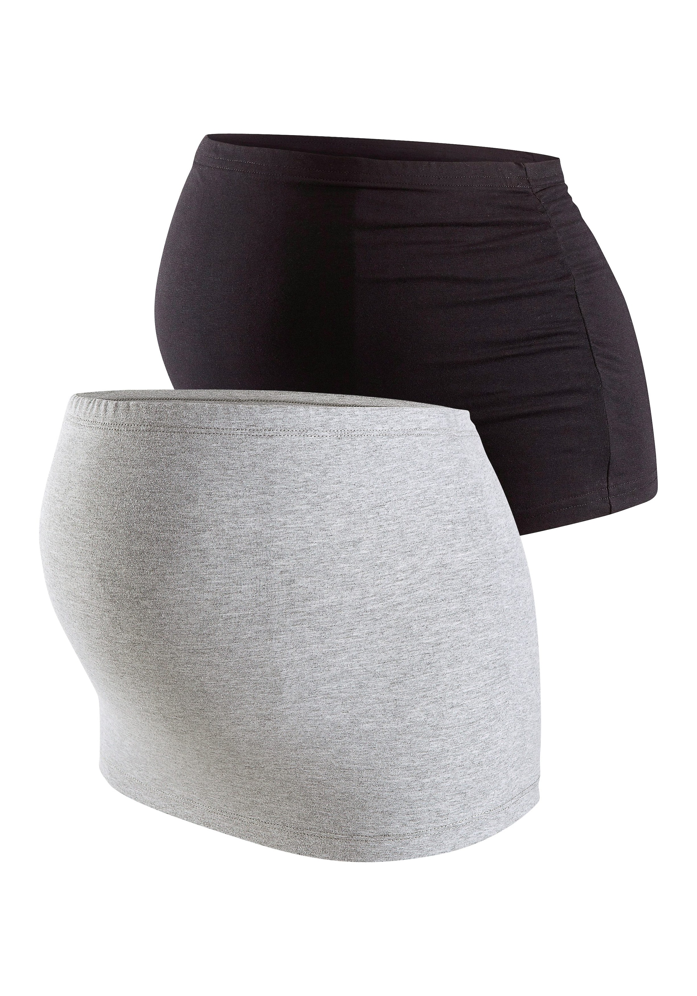 Umstands-Set NEUN MONATE "2er Pack Bauchbänder für Schwangerschaft und Stillzeit", Damen, Gr. - (1), grau (grau, schwarz), Graumeliert (Obermaterial): 95% Baumwolle, 5% Elasthan. Obermaterial: 81% Baumwolle, 14% Viskose, 5% Elasthan, unifarben, Basic, KOB