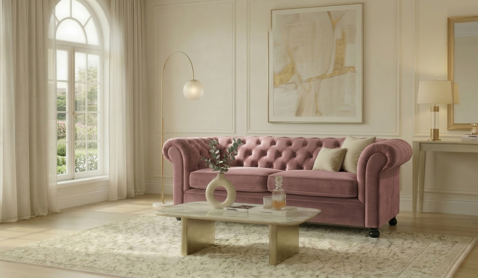 Home affaire 3-Sitzer "BRONNOY Chesterfield Sofa mit aufwendiger Knopfheftung, Breite 193 cm" Sofa mit geschwungenen Armlehnen, Chesterfield-Optik, Glamour