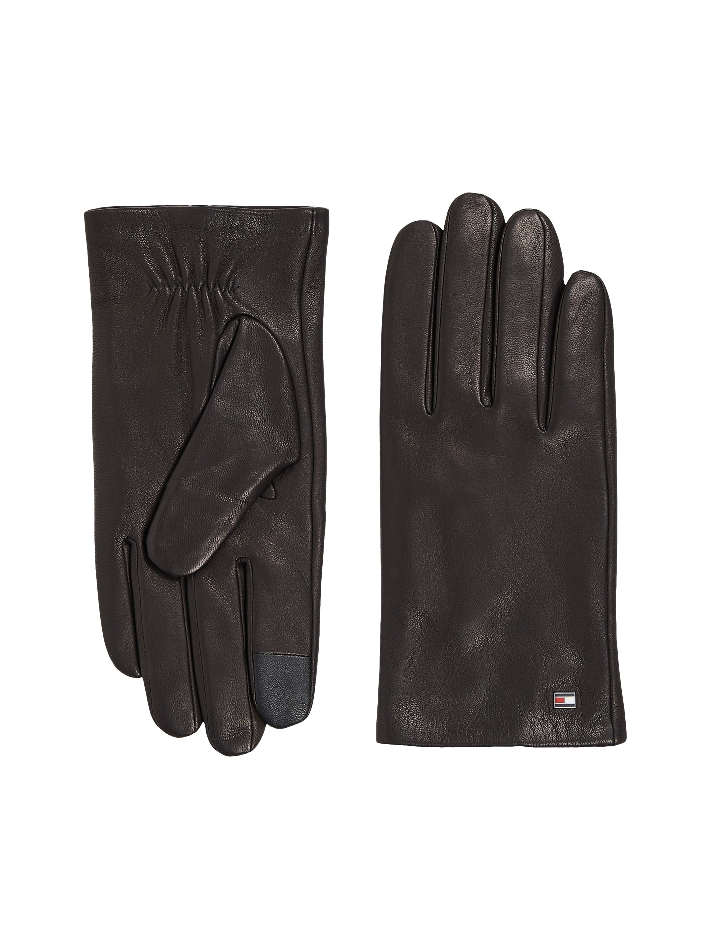 Tommy Hilfiger Lederhandschuhe »ESSENTIAL FLAG LEATHER GLOVES«, mit Tommy Hilfiger Flagge