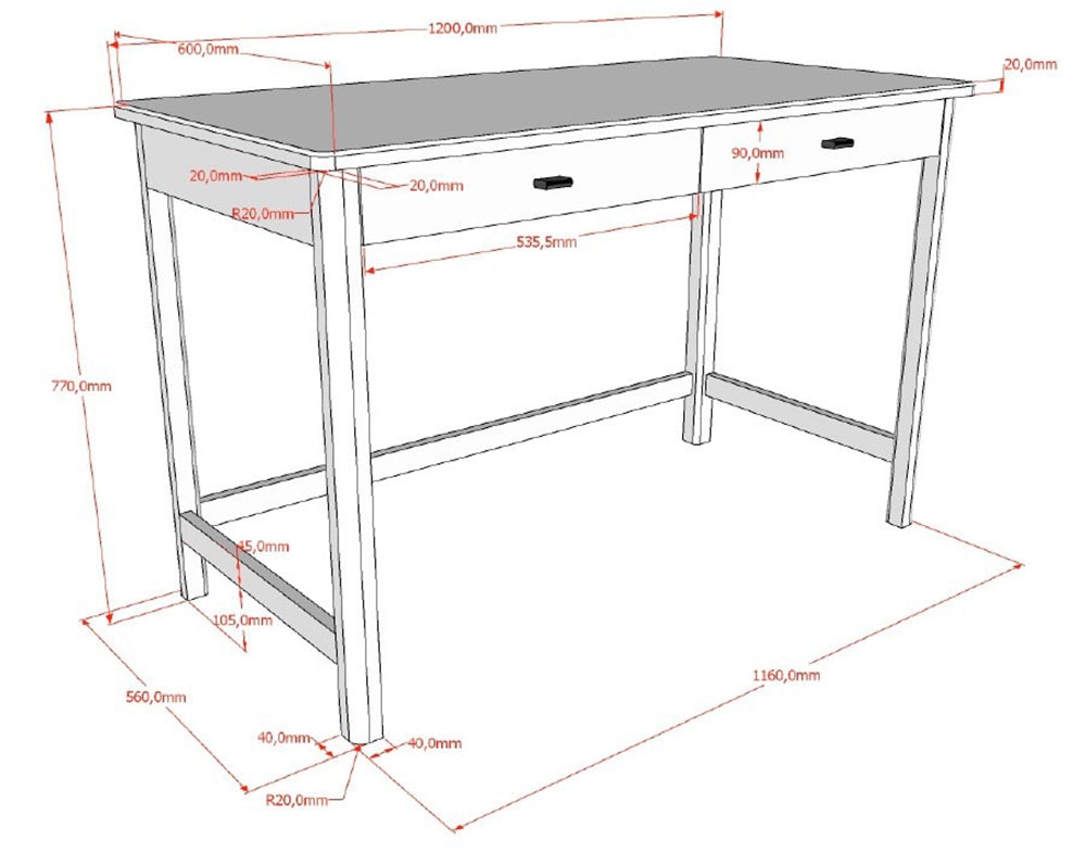 Home affaire Schreibtisch »Schreibtisch Forrest aus Massivholz, Made in Europe, zeitloses Design«, (B/H/T ca. 120x77x60 cm, in zwei Ausführungen erhältlich,), mit 2 Schubladen (Soft-Close), stabil und standfest gebaut