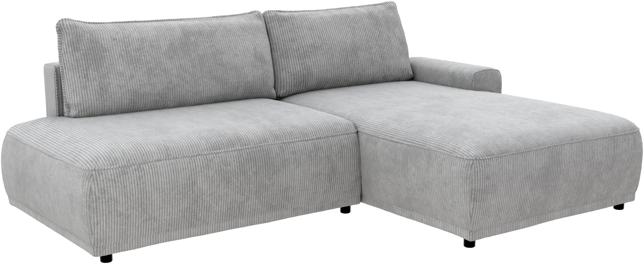 TRENDMANUFAKTUR Ecksofa »Fordon II, Schlafsofa mit Bettkasten, Couch in L-Form, Breite 250 cm«, in Cordstoff HYPER, betongrau, Armlehne rechts