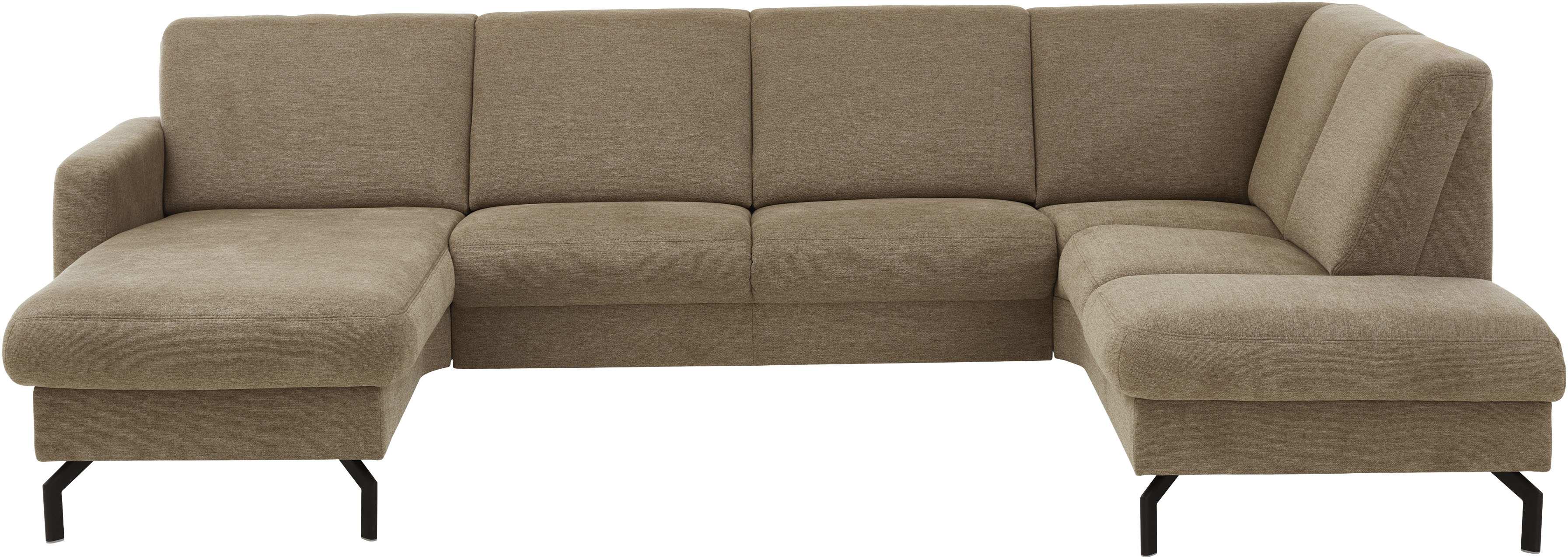 Die PlanBar Wohnlandschaft "PP-PF25099, U-Form, Breite 307cm" Wahlweise mit Kopfstützen, Stauraum und motorischer Vorziehbank