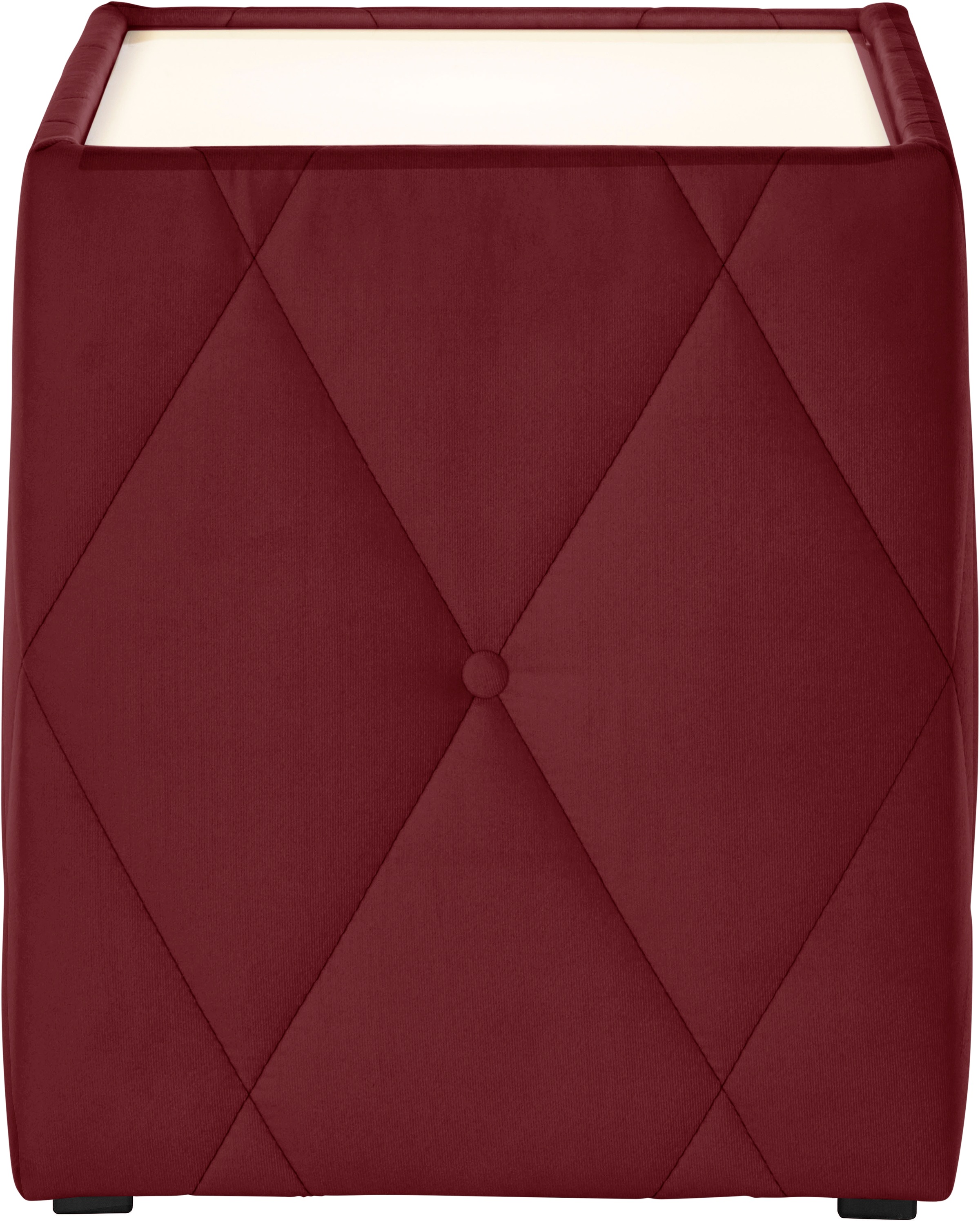 Nachttisch HOME AFFAIRE "Alfie", rot (weinrot, plexi milchglas), B:50cm H:53cm T:50cm, Tische, Nachttisch, mit Beleuchtung und Bezug aus Samtverlours 5