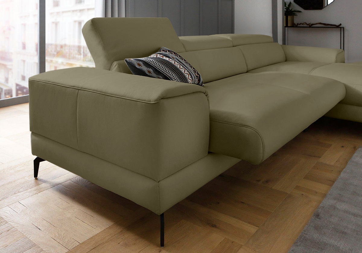 W.SCHILLIG Ecksofa »piedroo, Designsofa mit tollem Sitzkomfort, L-Form«, Kopfteilverstellung, wahlweise mit Sitztiefenverstellung, Breite 303cm