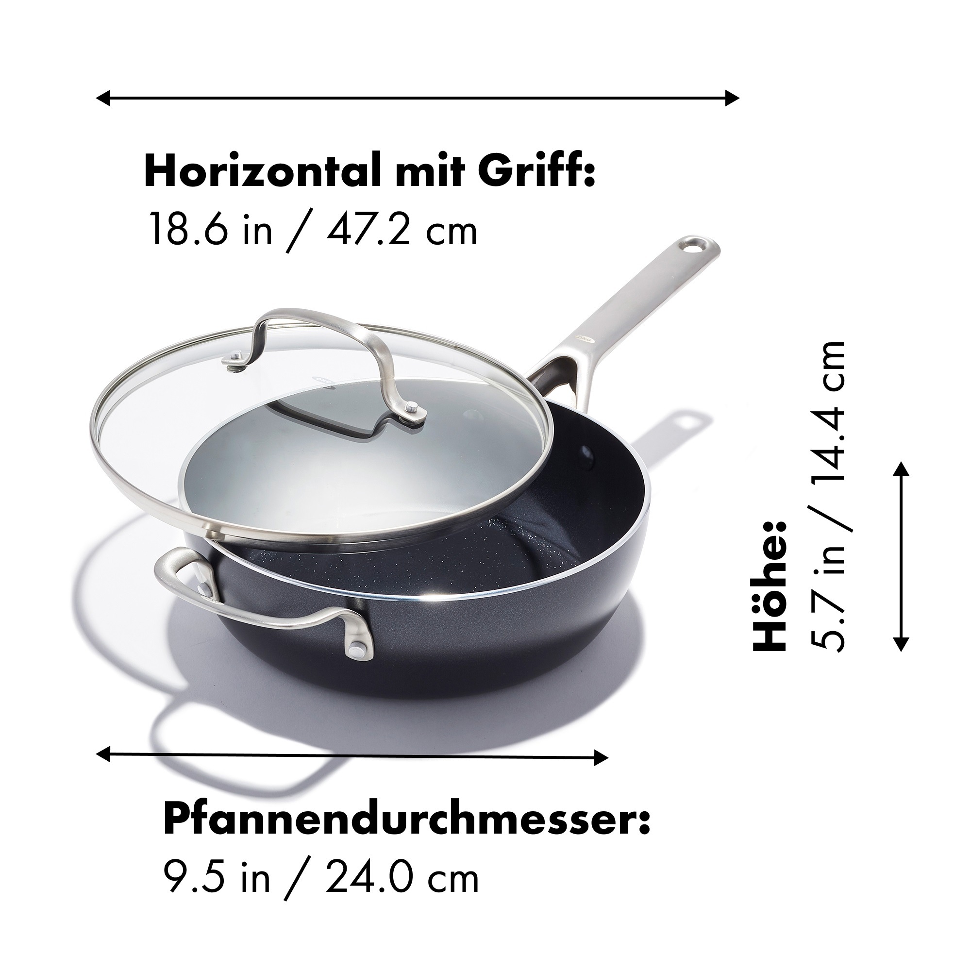 OXO Good Grips Bratpfanne »Antihaft-Agility Schmorpfanne mit Deckel« Aluminium 1 tlg. vom sanften Schmoren bis zur Sauce, Kochen im Alltag mühelos gemacht