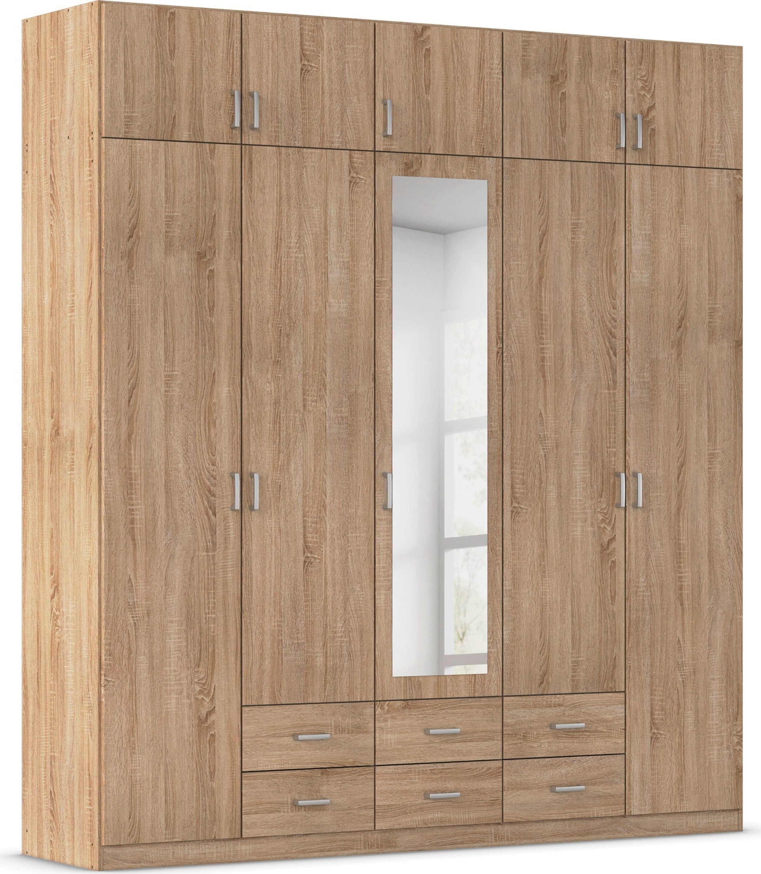 rauch Kleiderschrank "Schrank Garderobe Wäscheschrank GAMMA in 4 Breiten 91-226 cm" 3 verschiedene Ausstattungen BASIC/CLASSIC/PREMIUM (inkl. SOFT-CLOSE), mit Schubladen und Schrankaufsatz sowie Spiegel MADE IN GERMANY