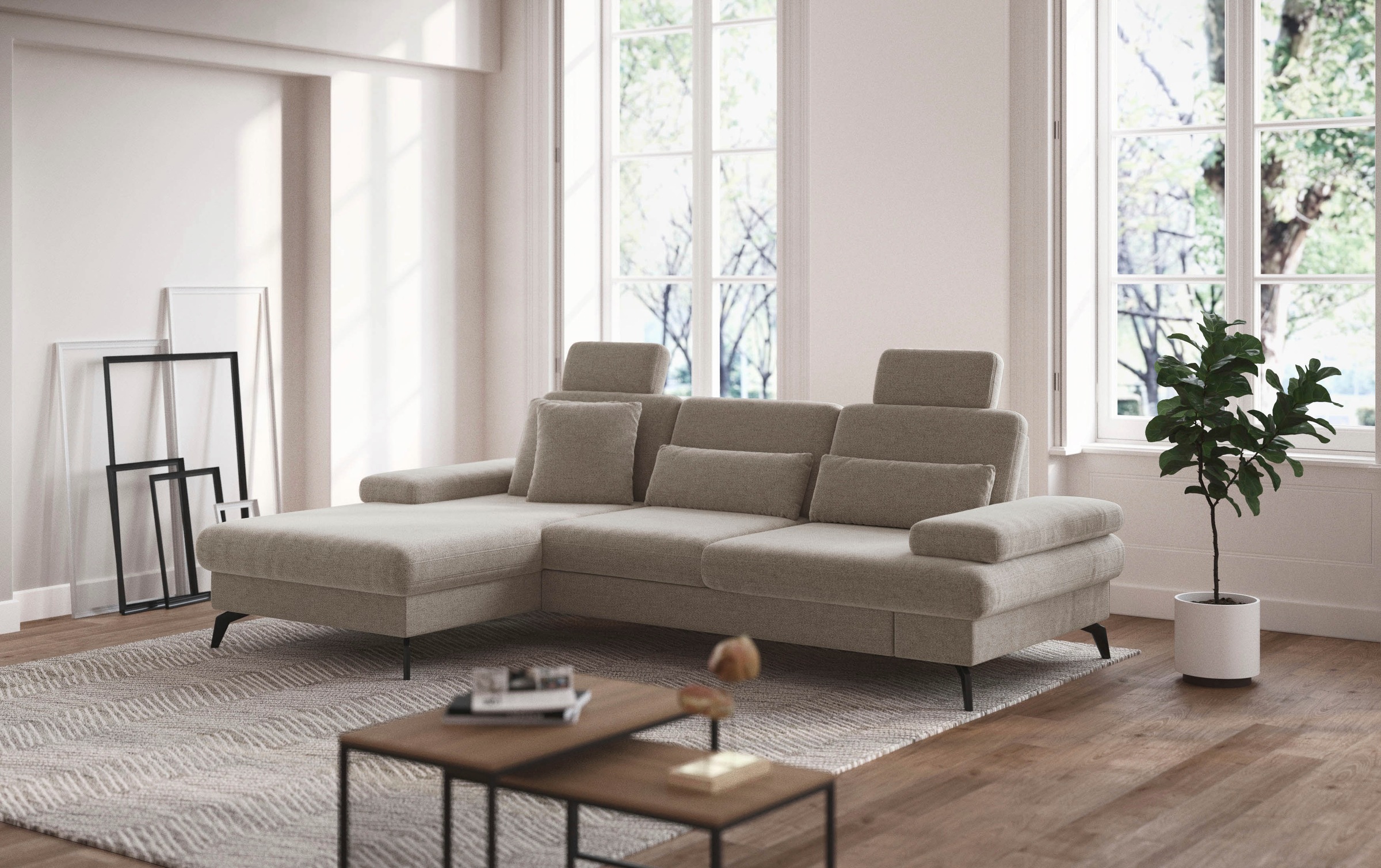 sit&more Ecksofa »Morris L-Form, inkl. Sitztiefenverstellung«, wahlweise mit Armteilverstellung, Bettfunktion & Bettkasten