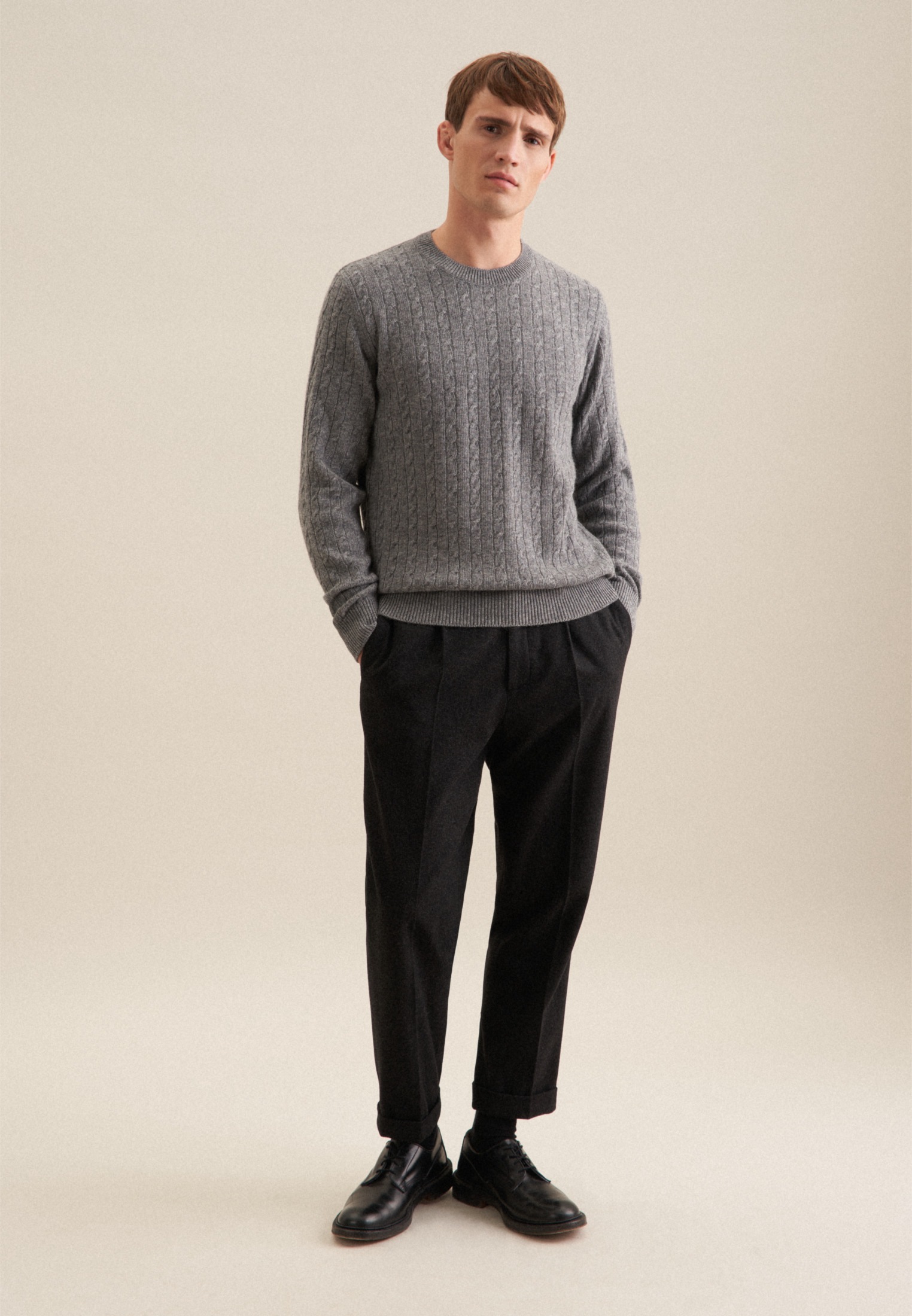 seidensticker Strickpullover »Regular«, Langarm Rundhals Zopfmuster