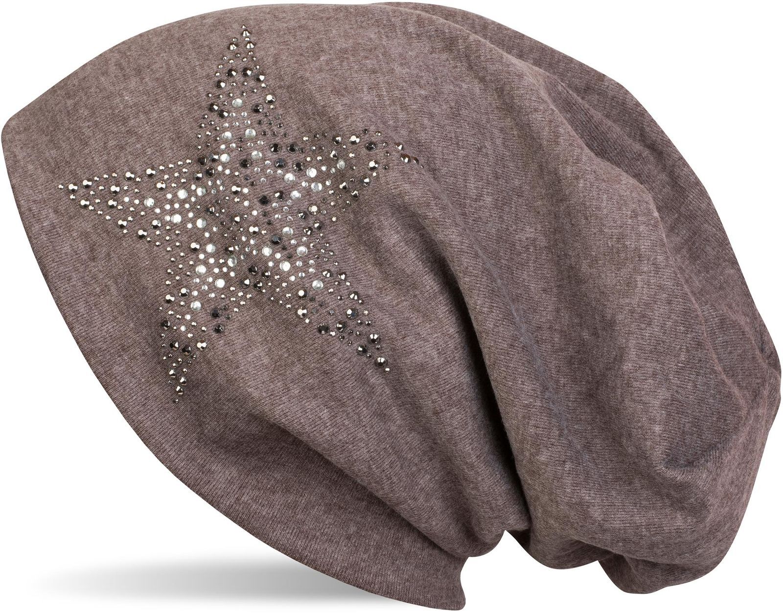 styleBREAKER Beanie "Beanie Mütze mit Strass Nieten Stern" 1 Stk.