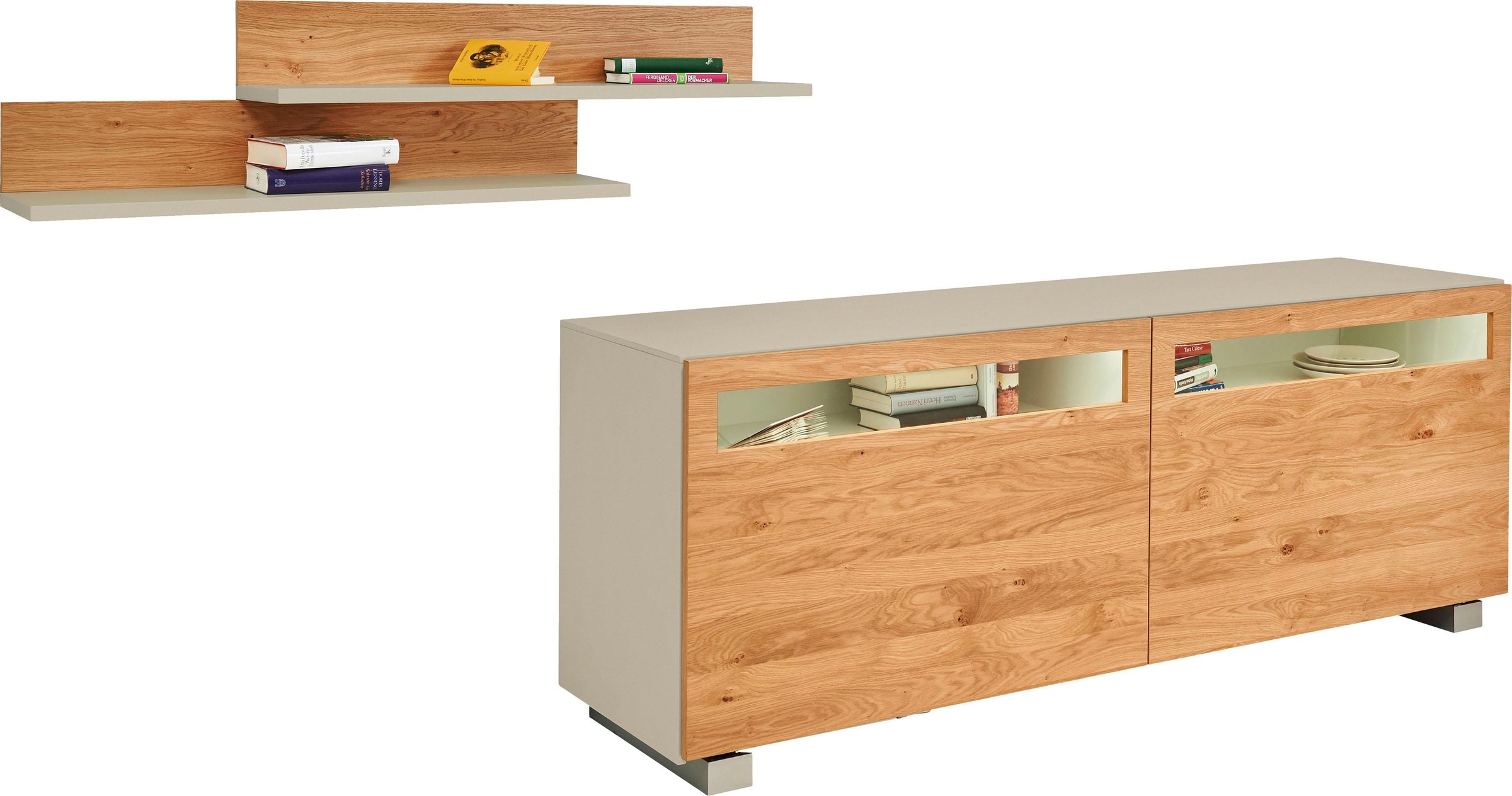now by hülsta Sideboard now vision, mit 2 Wandregalen, 3-tlg.