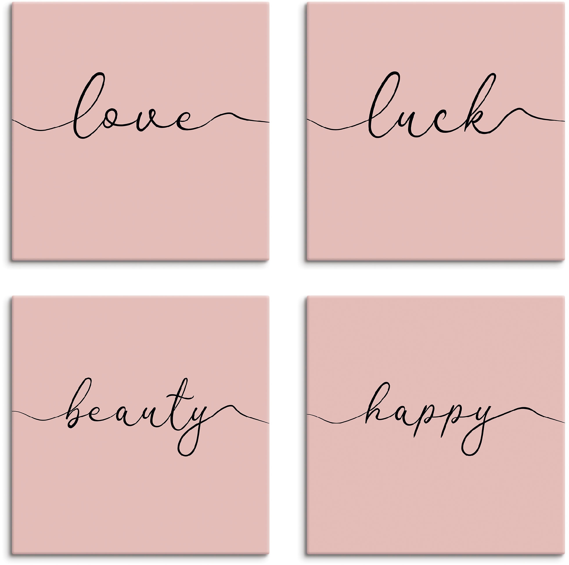Artland Leinwandbild »Liebe Glück Schönheit Sprüche bestellen BAUR St.), Frohsinn«, | & verschiedene 4er Set, (4 Texte, Größen