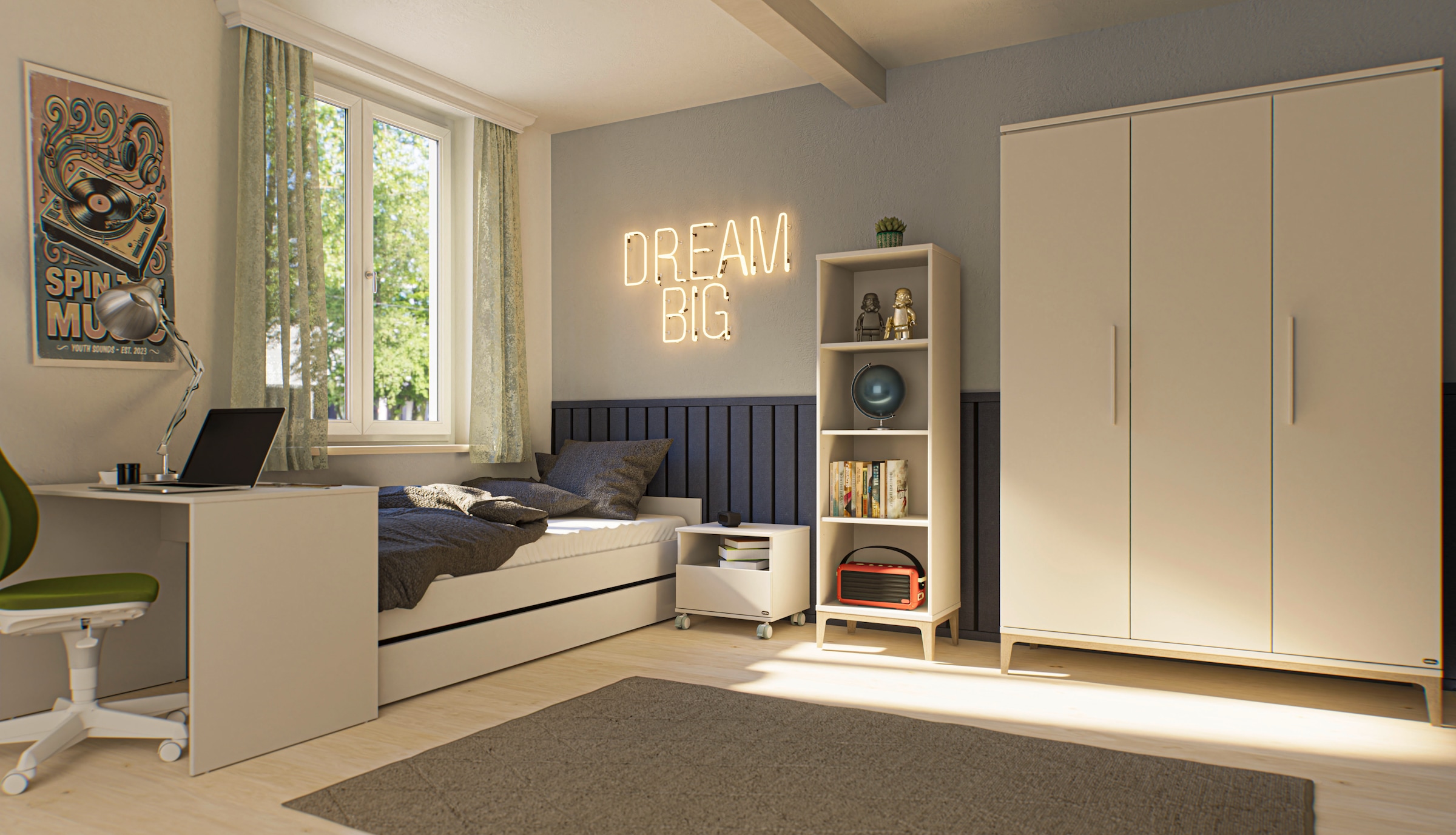 PAIDI Kleiderschrank »CUTIE LEA in Weiß, verschiedene Größen, Türen mit Soft-Close-Funktion« B/H/T ca. 95-131/200/52cm, mit 2 oder 3 Türen, Off-White,  stabiler Drehtürenschrank aus Holz, mit Kleiderstangen & Einlegeböden