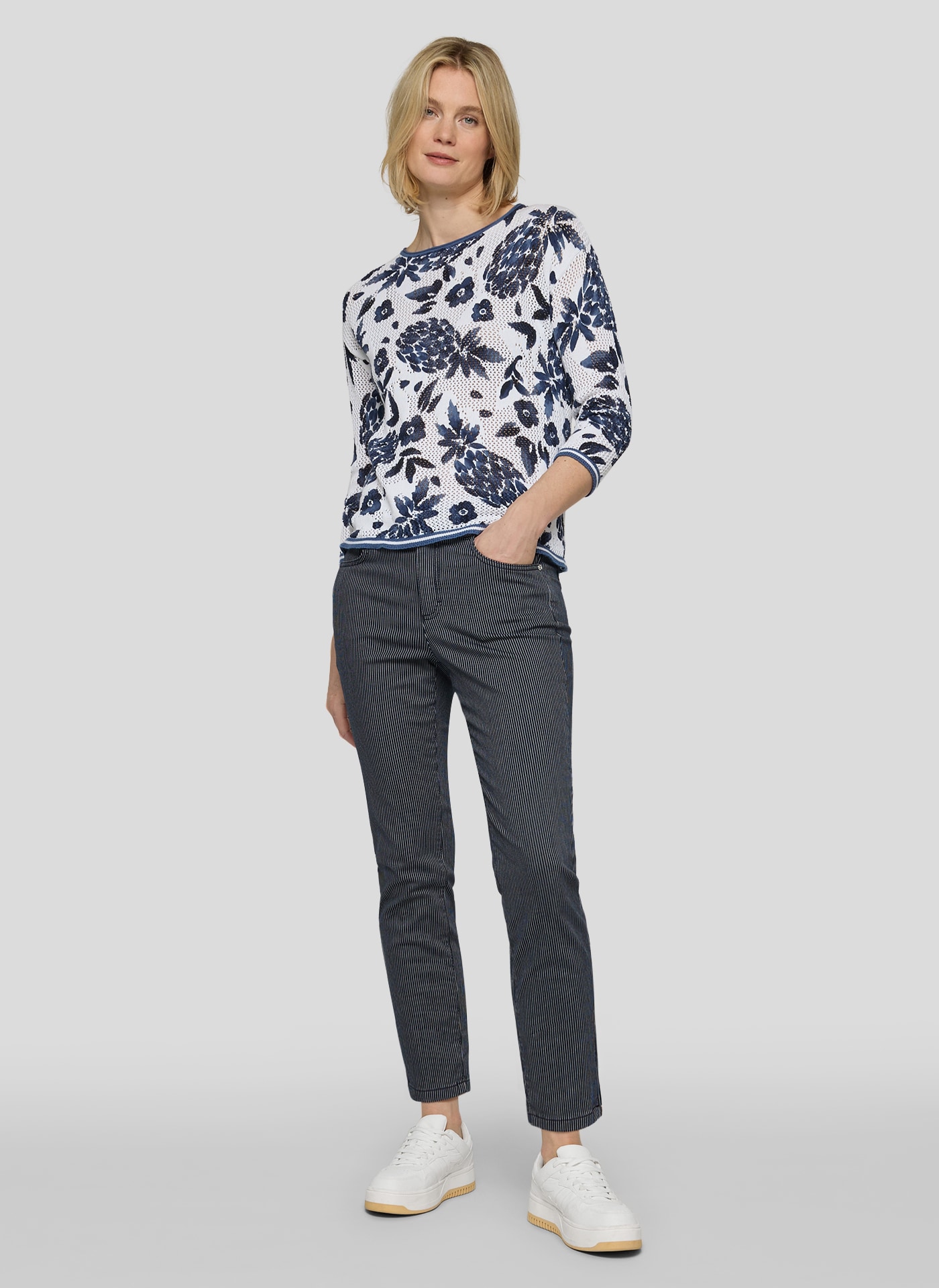 Rabe 3/4 Arm-Pullover im Häkel-Look