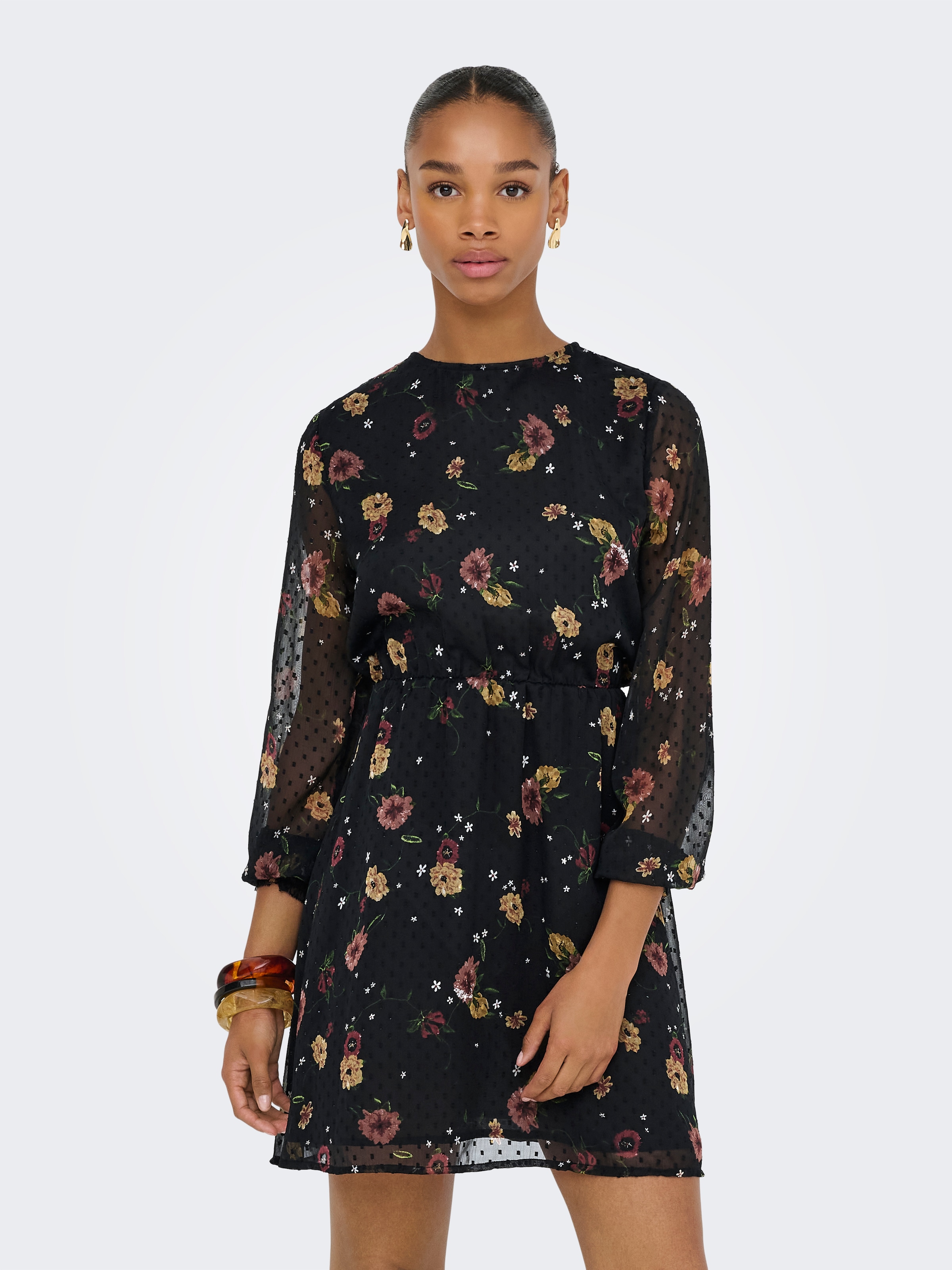 ONLY Druckkleid "ONLELIZA LIFE LS O-NECK DRESS WVN", Sommerkleid günstig online kaufen