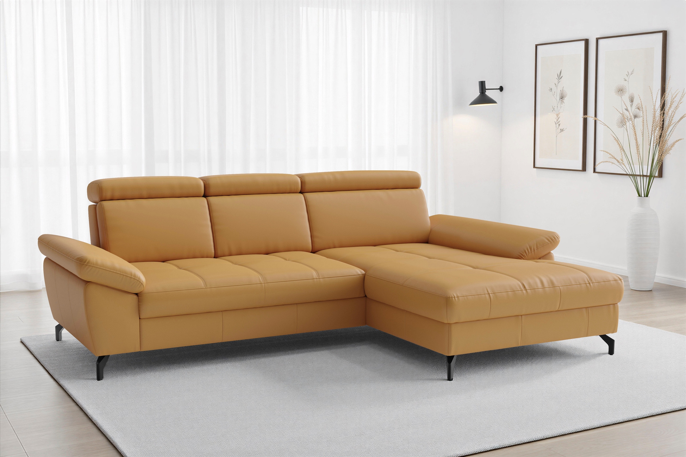 sit&more "Vanity L-Form, Leder, B: 264 cm, mit Sitz-, Kopf u. Armteilverstellung" Couch optional mit Schlaffunktion & Bettkasten, in Leder