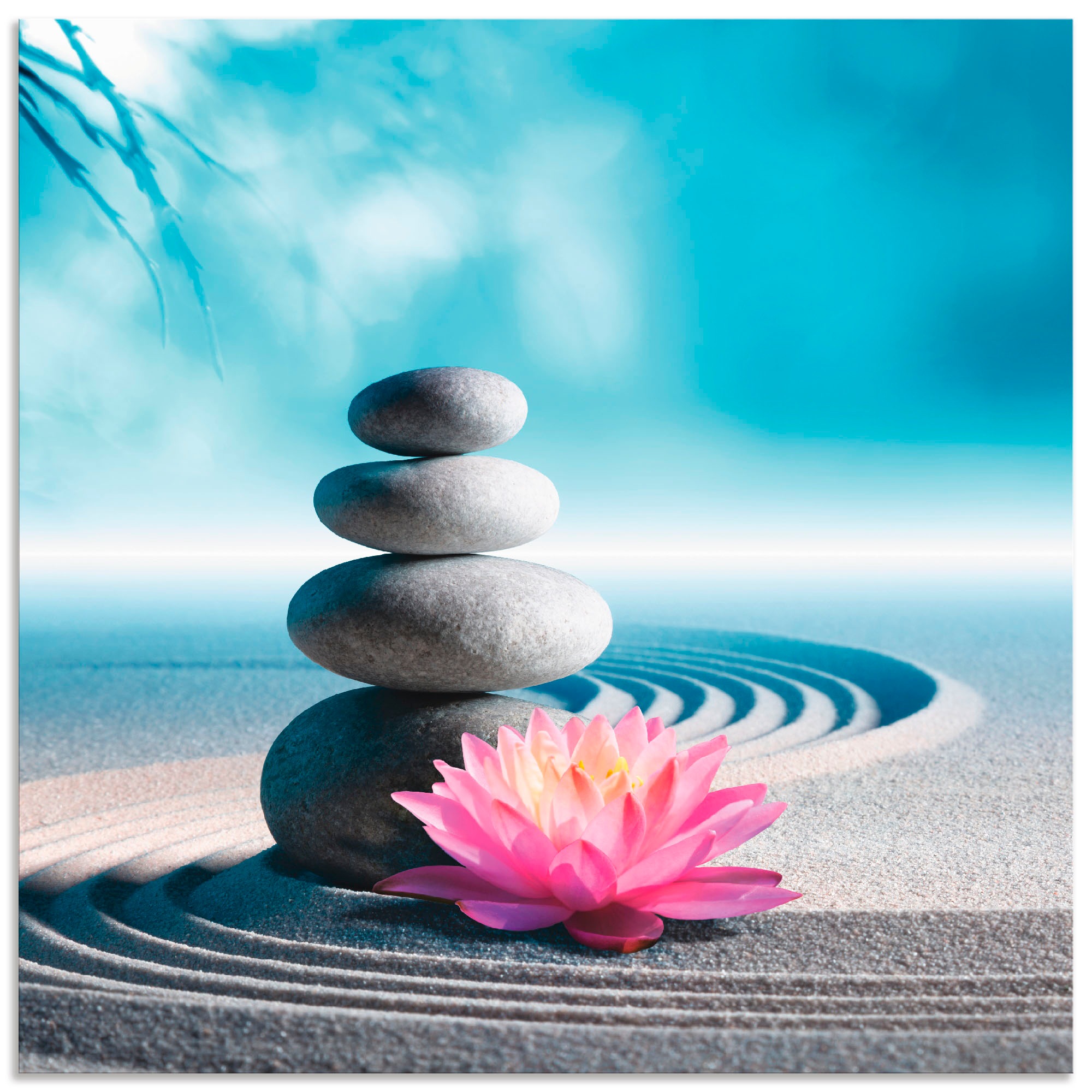 Artland Wandbild "Sand, Lilie und Spa-Steine in Zen-Garten" Zen 1 Stk. tlg. günstig online kaufen