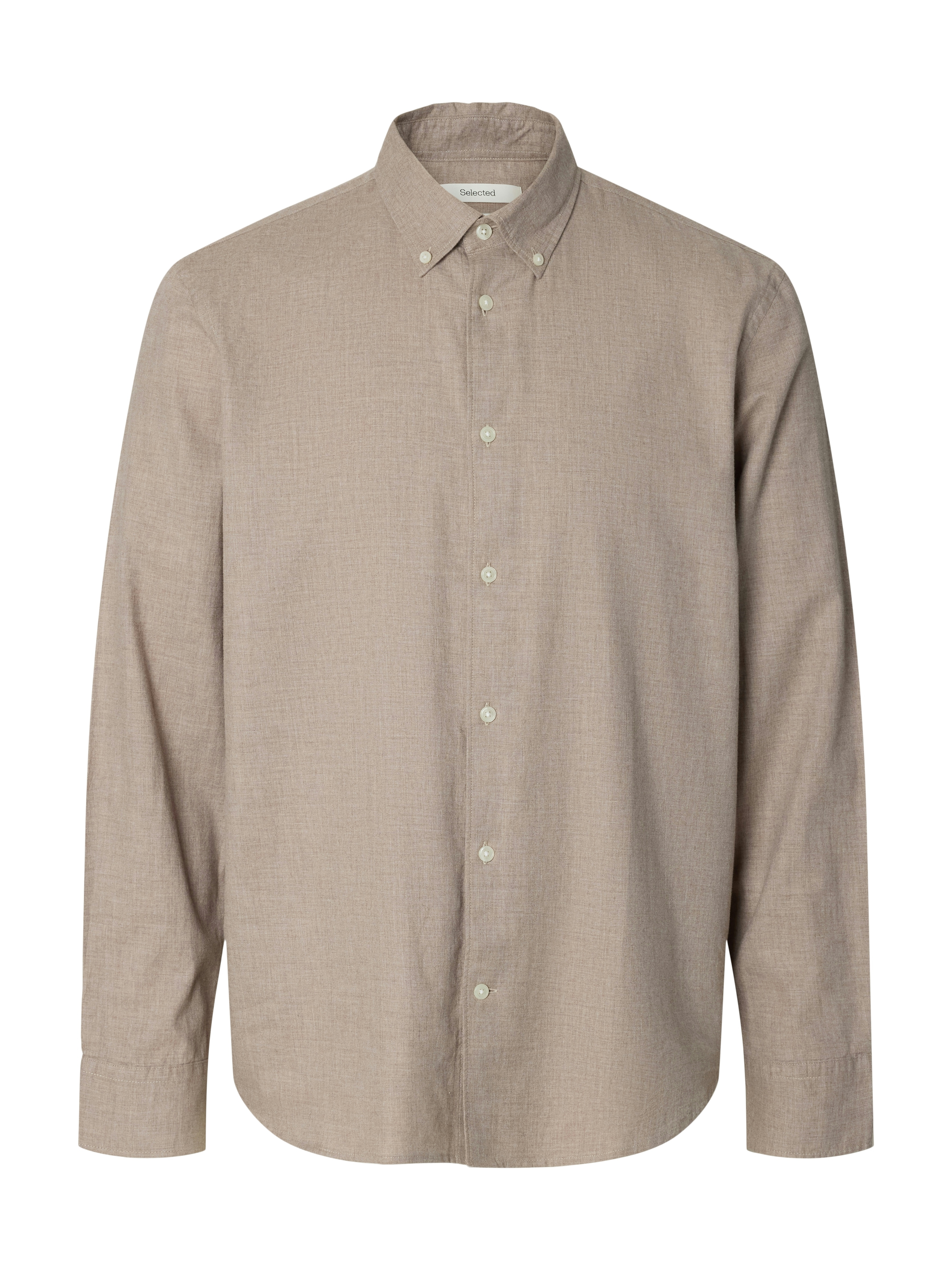 SELECTED "SLMREGCOLE JAY MELANGE LS SHIRT NOOS" Baumwolle, regular fit