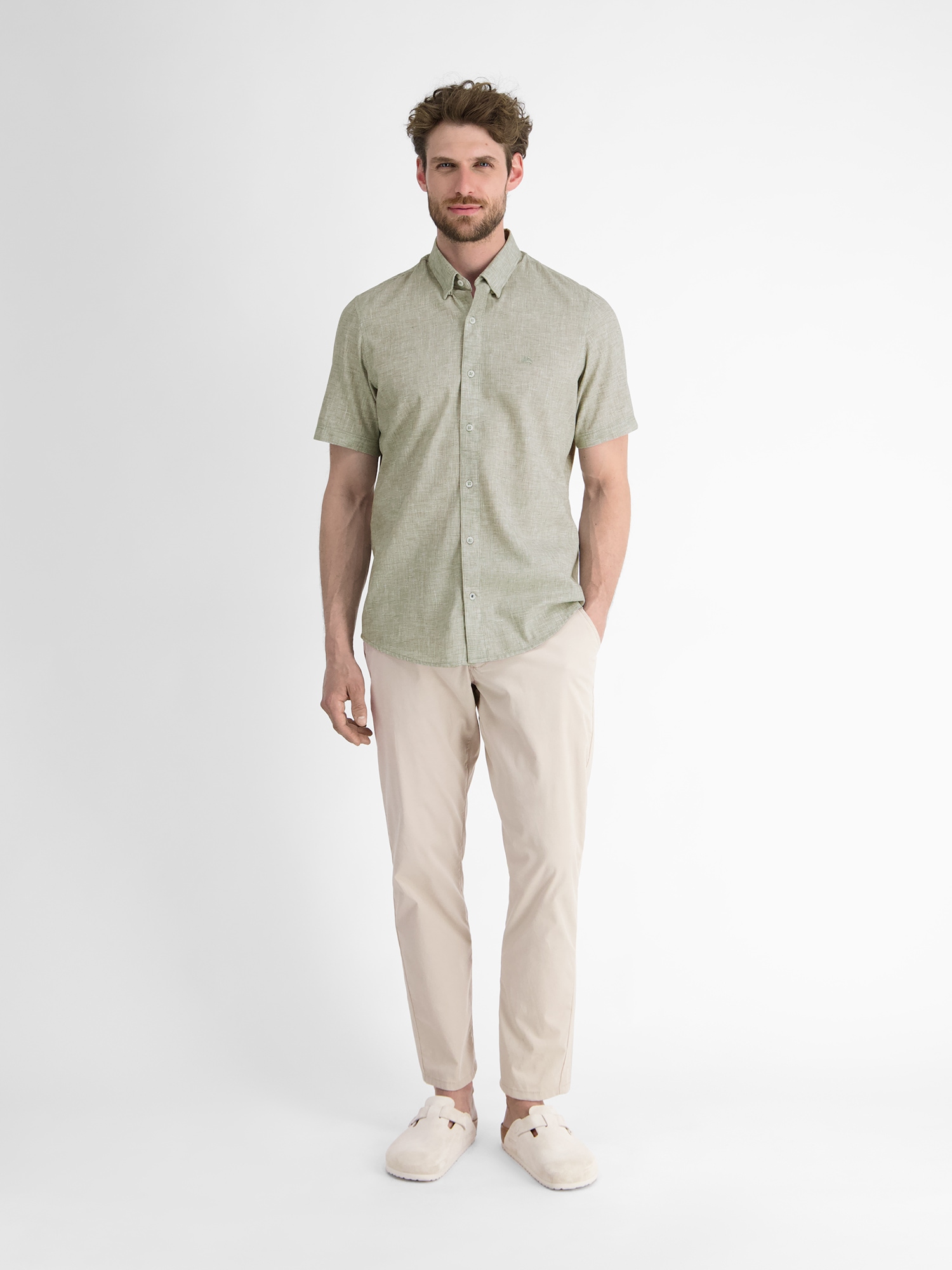 LERROS Kurzarmhemd »LERROS Kurzarmhemd mit verdecktem Button-down-Kragen«