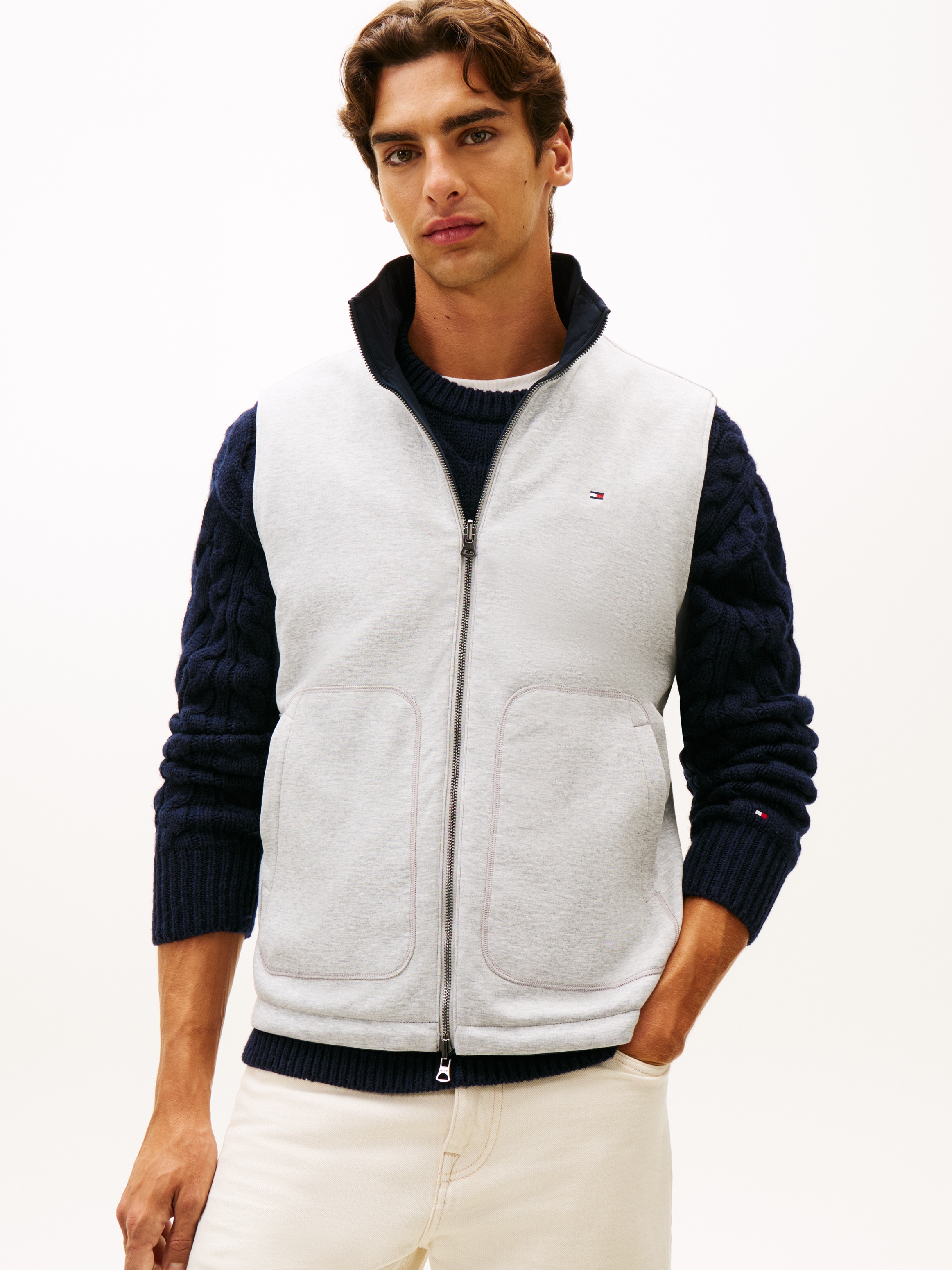 Tommy Hilfiger Wendeweste »LW REVERSIBLE« von beiden Seiten tragbar, Stehkragen, 2-Wege-Reißverschluss