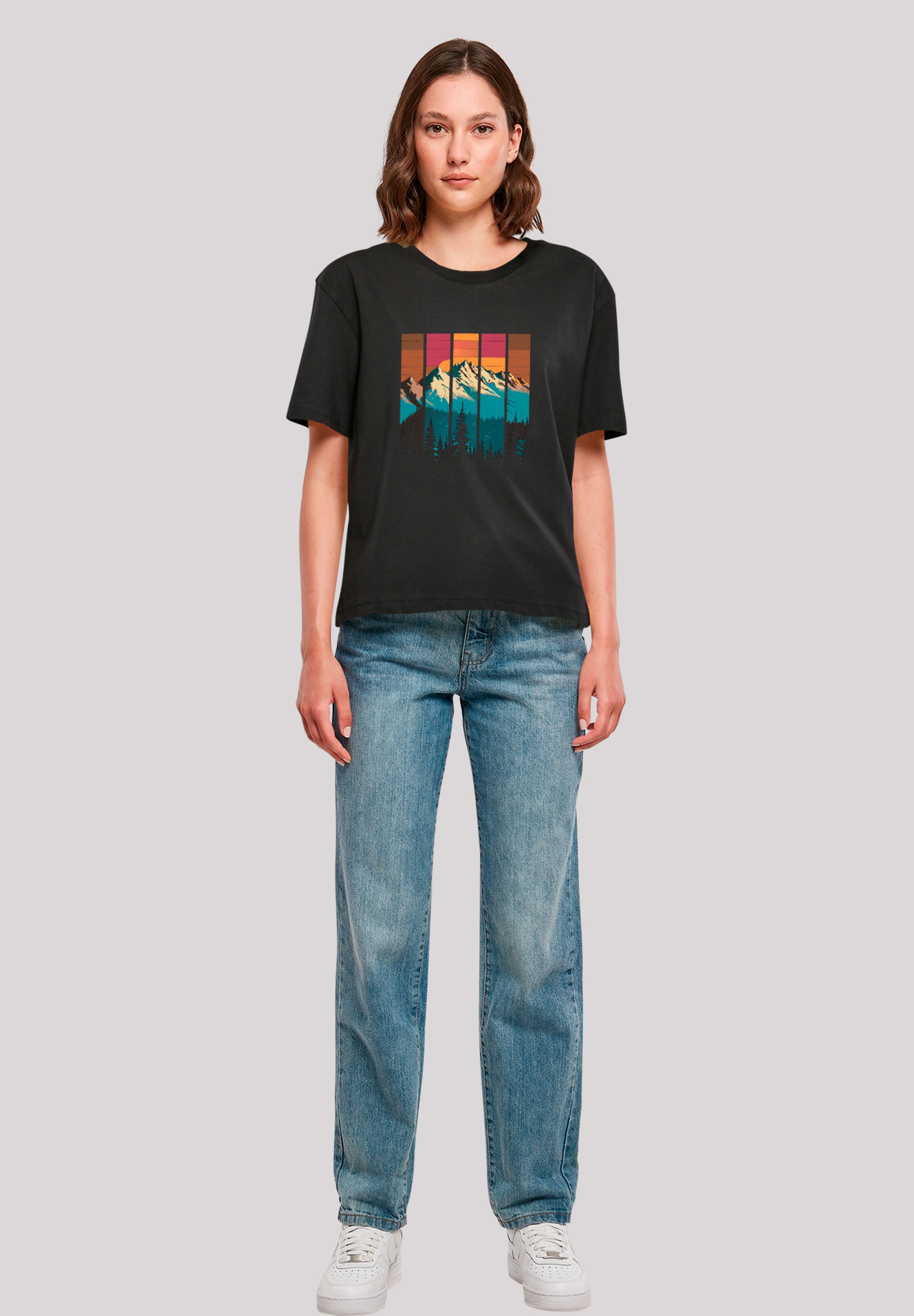 F4NT4STIC T-Shirt »Berg Sonnenuntergang Retro«, Premium Qualität