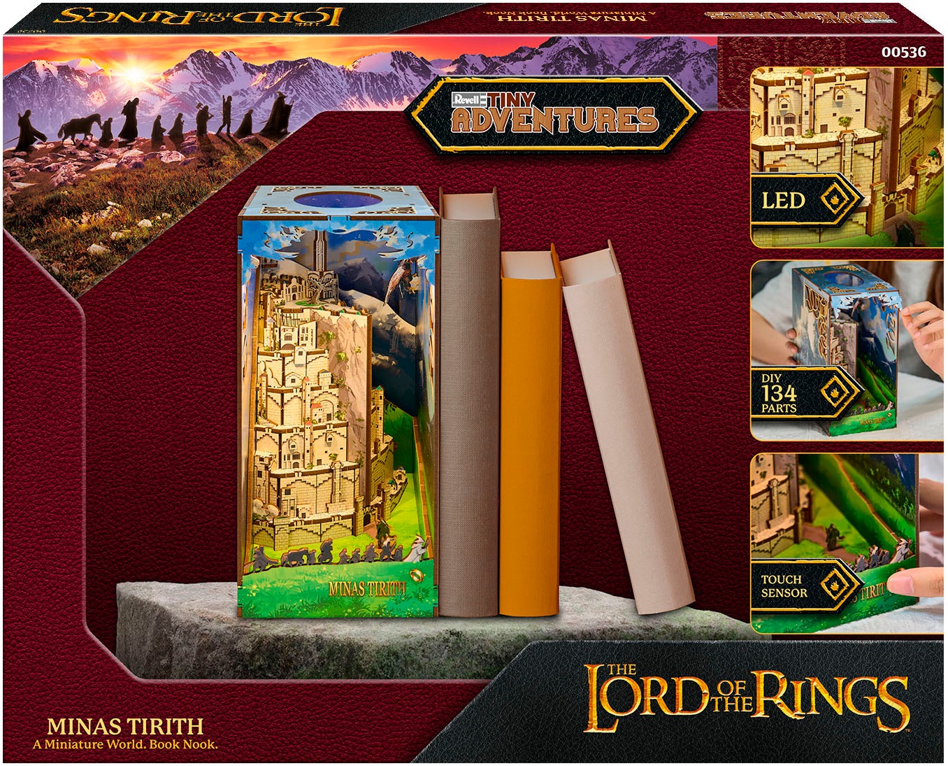 Revell® 3D-Puzzle »Book Nook, Tiny Adventures Herr der Ringe Minas Tirith«, Buchstütze; mit LED-Beleuchtung
