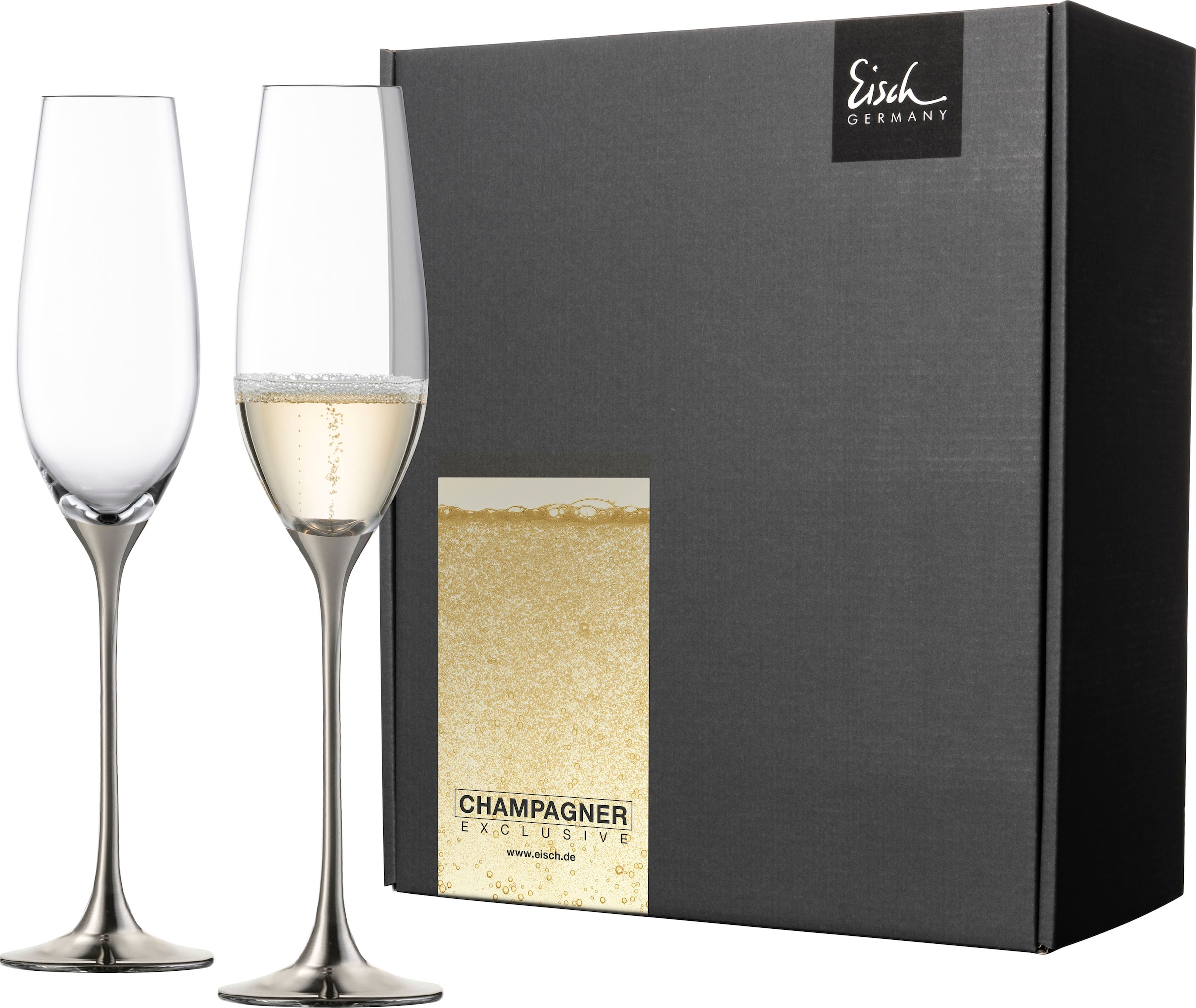 Eisch Sektglas »Champagner Exklusiv«, (Set, 2 tlg.), Auflage in Platin, 180 ml, 2-teilig