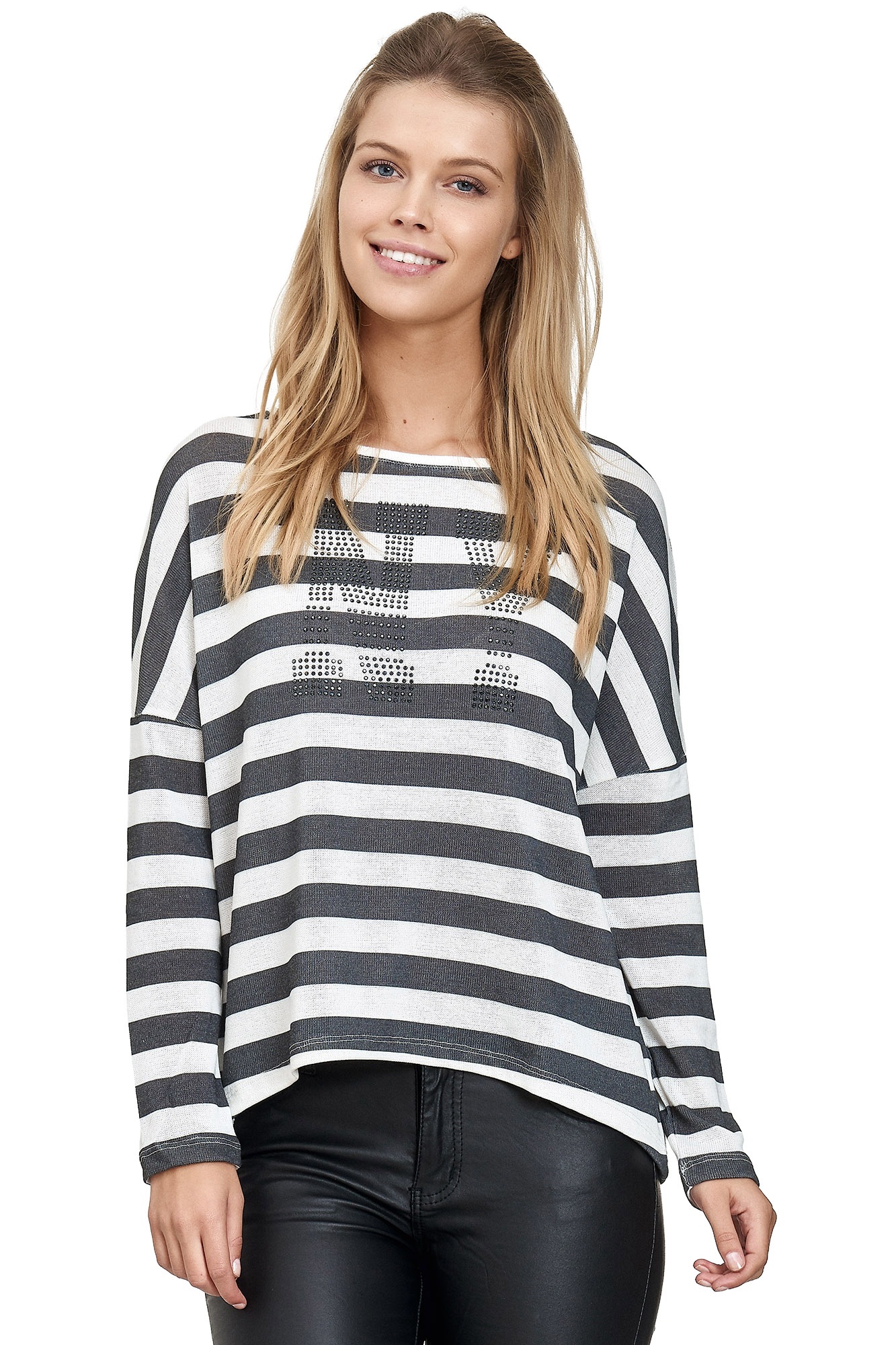 Decay Langarmshirt, mit Strassstein-Schriftzug