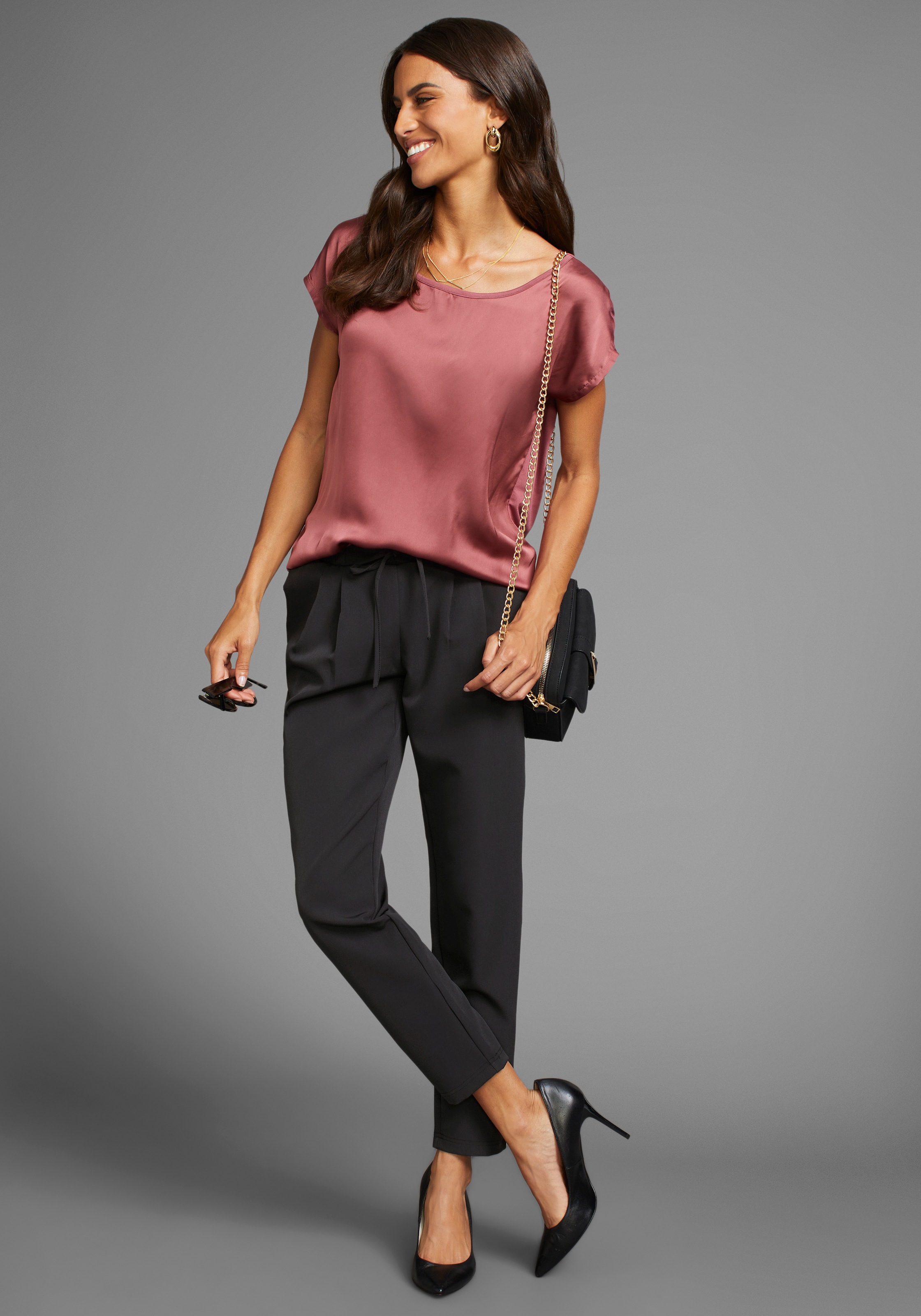 Laura Scott Shirtbluse, aus Satin und Jersey günstig online kaufen