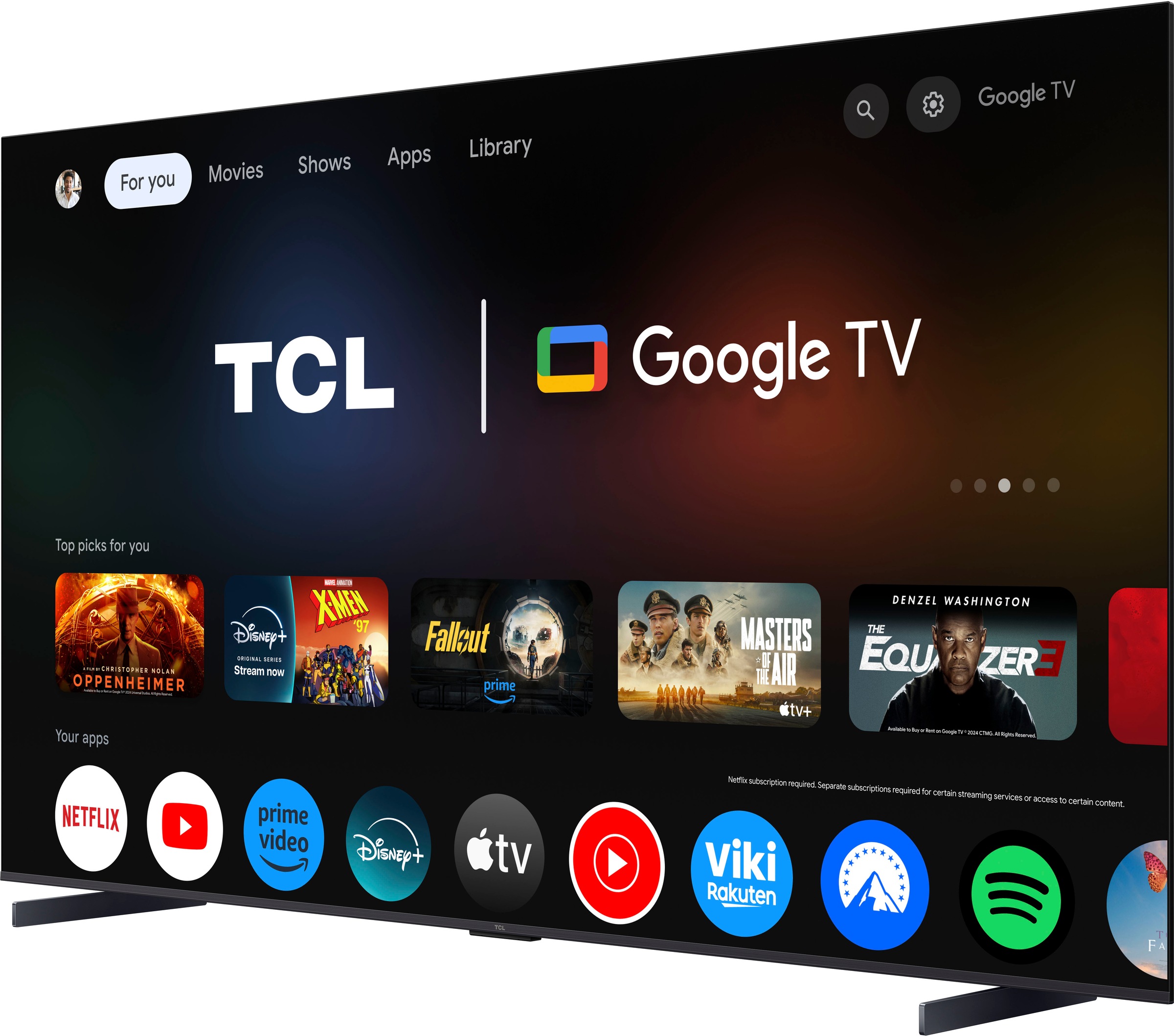 TCL QLED-Fernseher »98P81KX7«, 4K Ultra HD, Google TV-Smart-TV, 144Hz, Multi-HDR, Dolby Vision, Game Master, Smart TV, Apple TV, ONKYO