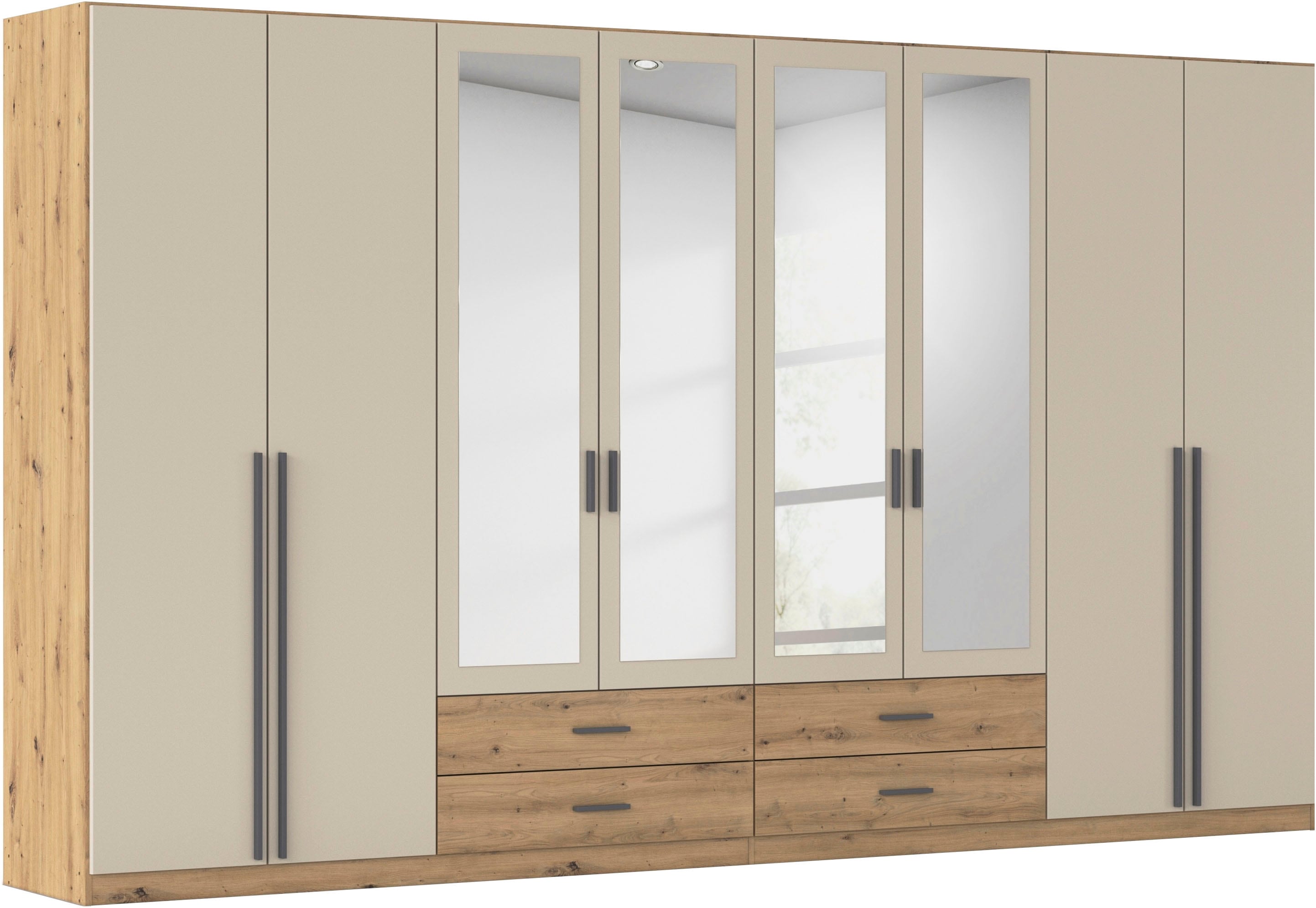 rauch Kleiderschrank "Schrank Garderobe Ankleide GAMMA Breiten 91/136/181/226/271/315/360 cm" in 3 Ausstattungen BASIC/CLASSIC/PREMIUM (inkl. SOFT-CLOSE-Funktion), verschiedene Griff-Varianten, mit Spiegel TOPSELLER MADE IN GERMANY