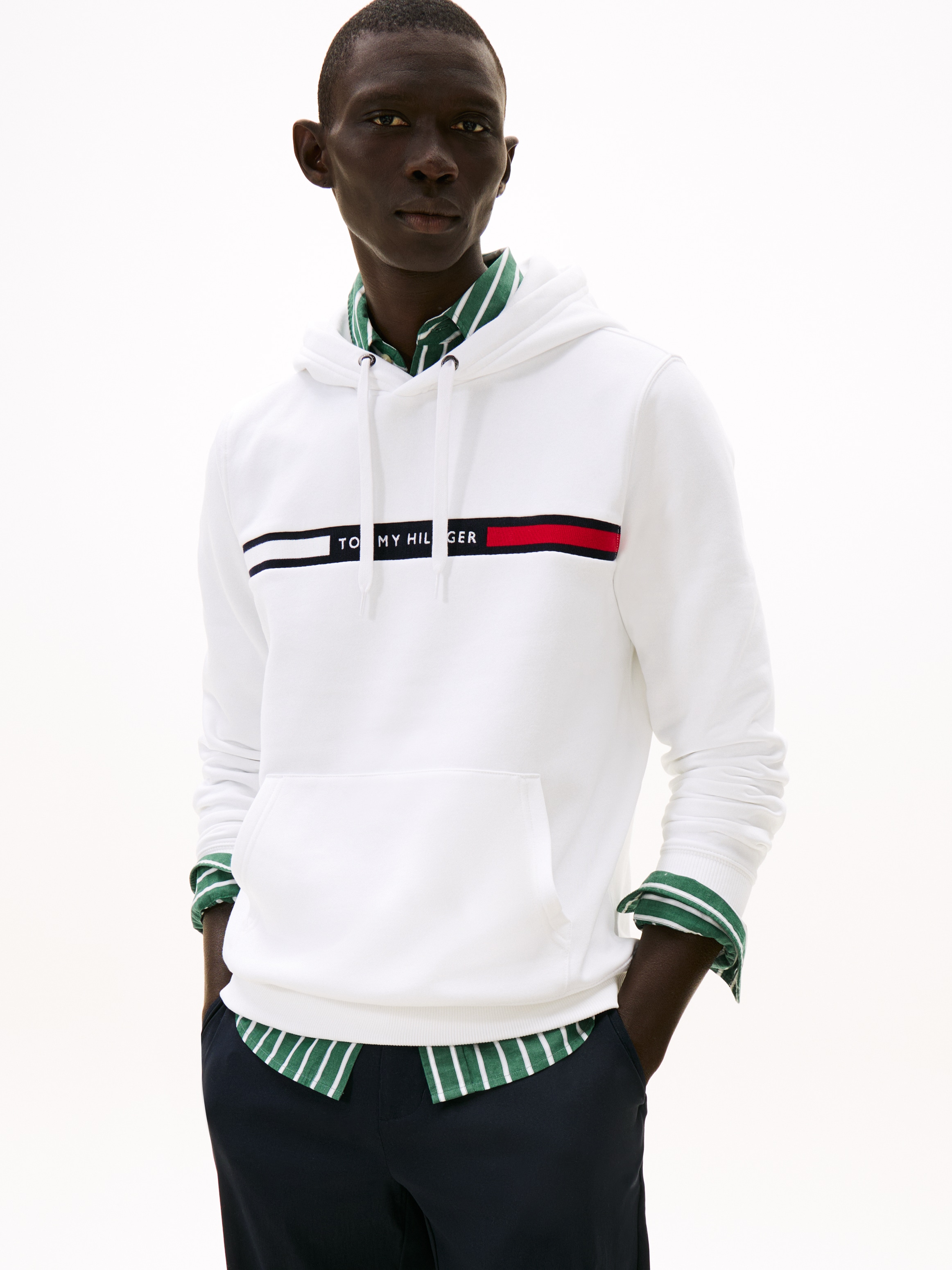 Tommy Hilfiger Kapuzensweatshirt »HILFIGER CHEST INSERT HOODY mit Kapuze und Logoschriftzug«, unifarben, casual, regular fit, Baumwollmix, Kapuze