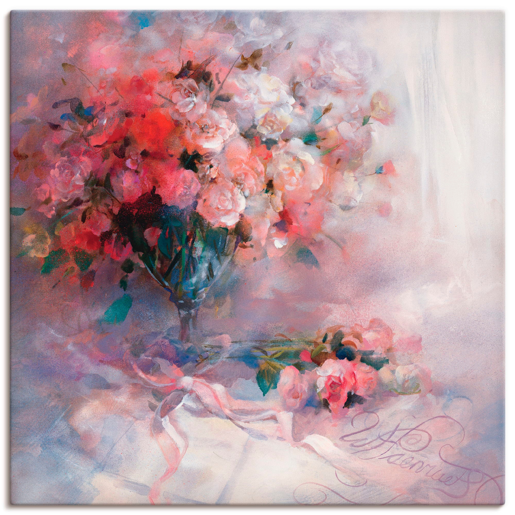Artland Leinwandbild "Rosenstrauß" Blumen 1 Stk. tlg. auf Holzrahmen gespannt
