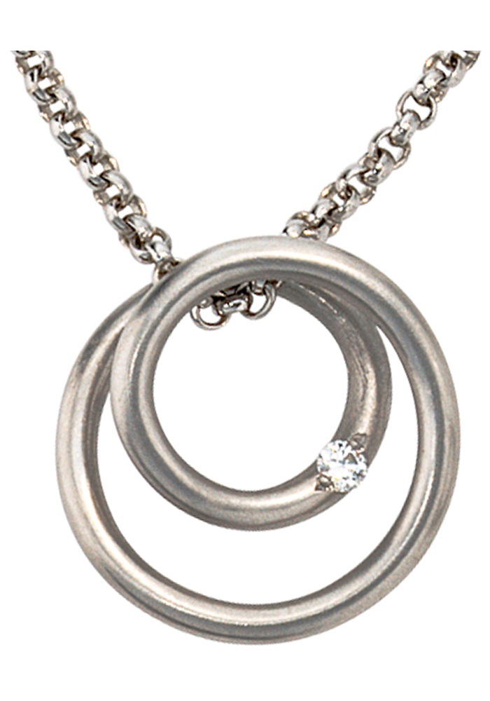 JOBO Runder Anhänger »Platinanhänger 14 mm« ()  950 Platin matt mit 1 Diamant