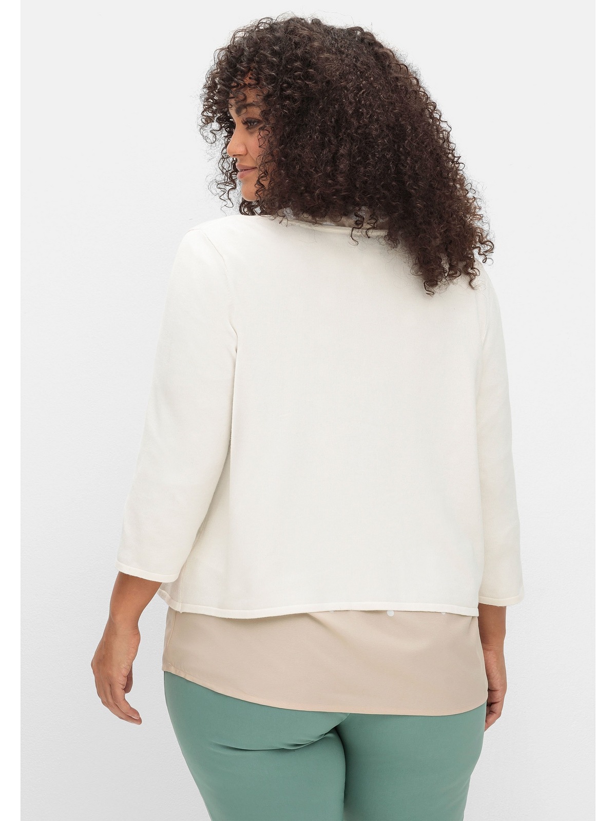 Sheego Strickjacke "Große Größen", mit Zierspange am Ausschnitt günstig online kaufen