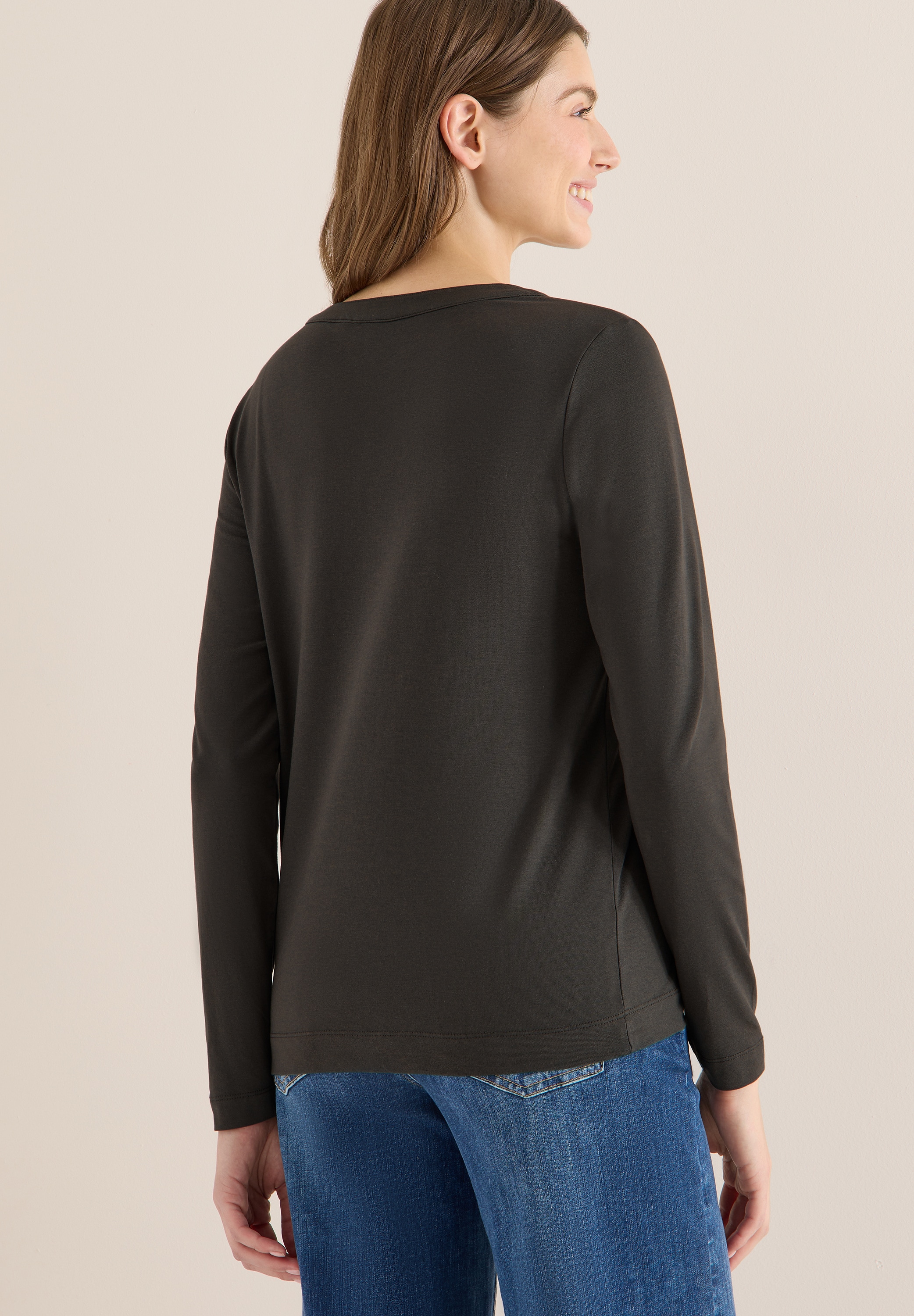 Cecil Blusenshirt feines Frontdetail, Splitneck, mit Elasthananteil
