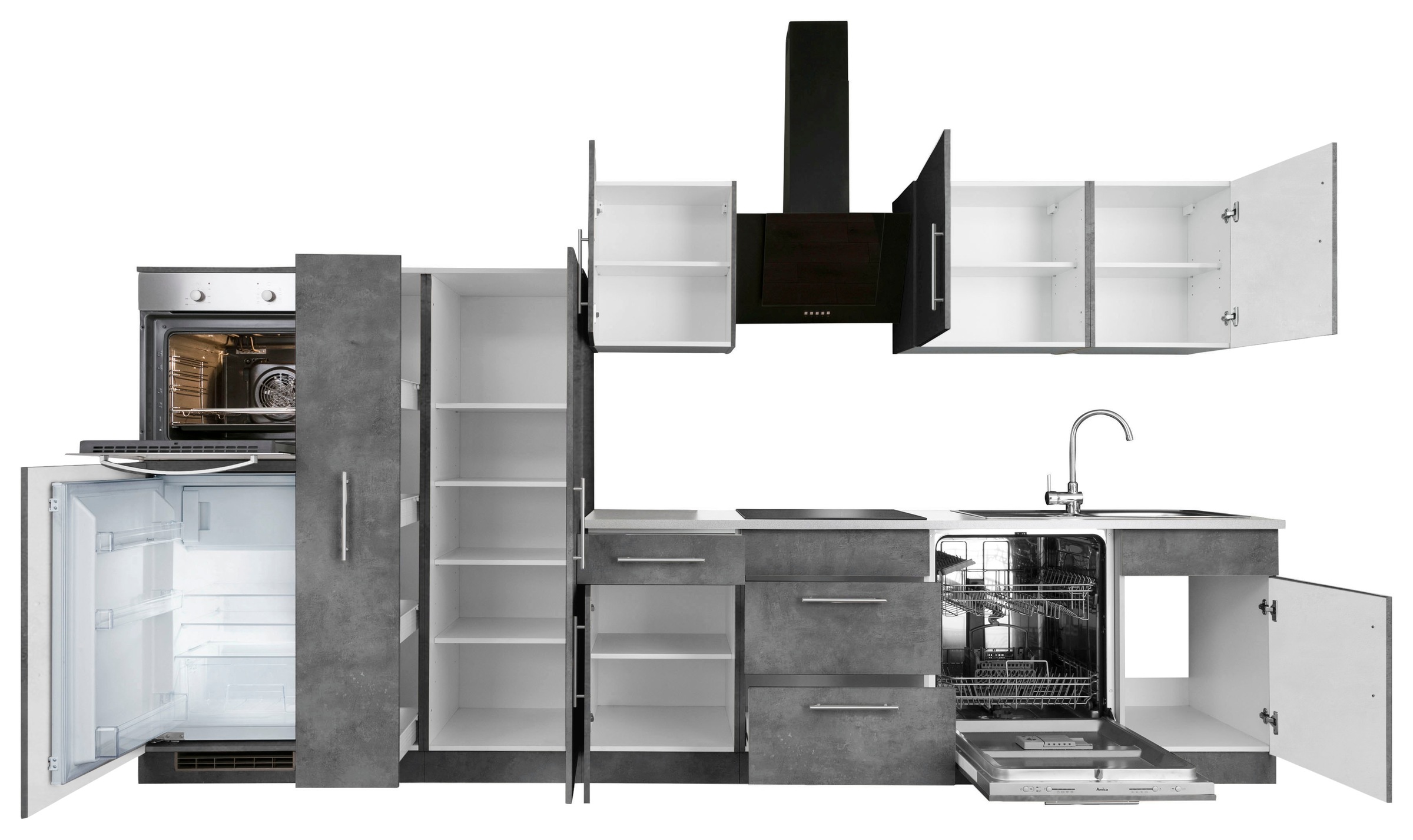wiho Küchen Küchenzeile »Cali«, ohne E-Geräte, Breite 360 cm