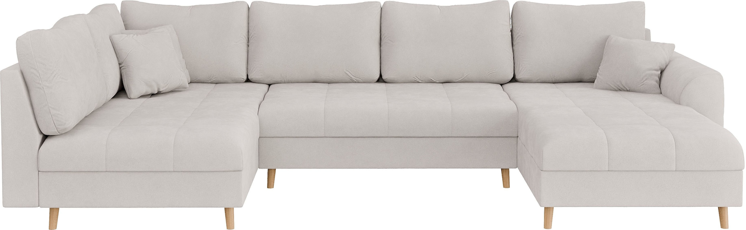 Home affaire Wohnlandschaft »CHARRE U-Form mit Ottomane, Maße B/T/H: 310/161/81 cm« feine Steppung, lose Rücken- und Zierkissen, auch in Cord und Bouclé