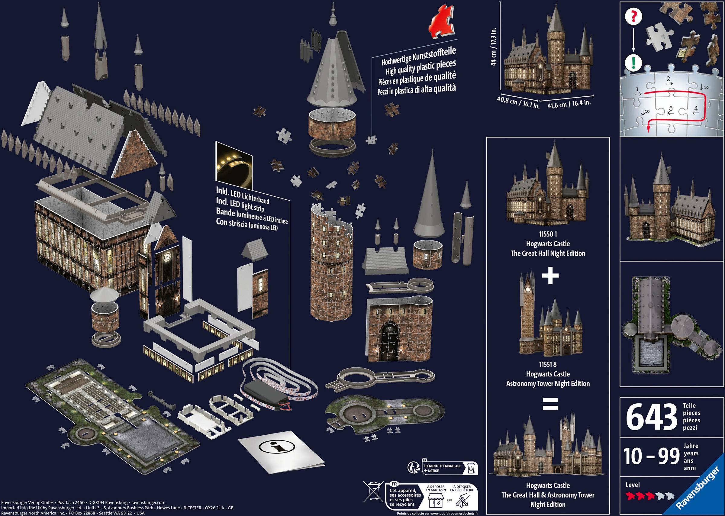 Ravensburger 3D-Puzzle »Hogwarts Schloss - Die Große Halle - Night Edition«, Made in Europe; FSC® - schützt Wald - weltweit
