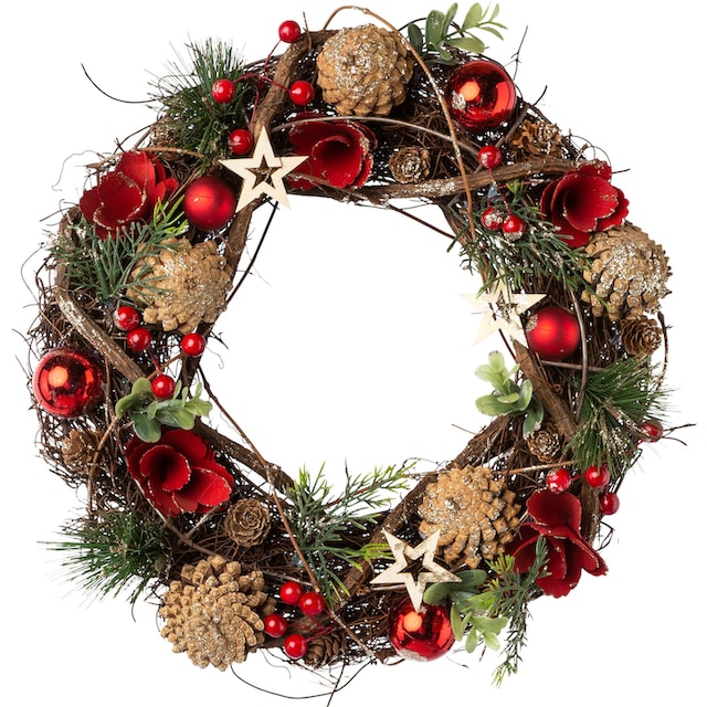 »Weihnachtsdeko«, und Blüten, BAUR mit | deco Ø Zapfen 34 Kugeln, Beeren, Creativ Dekokranz cm