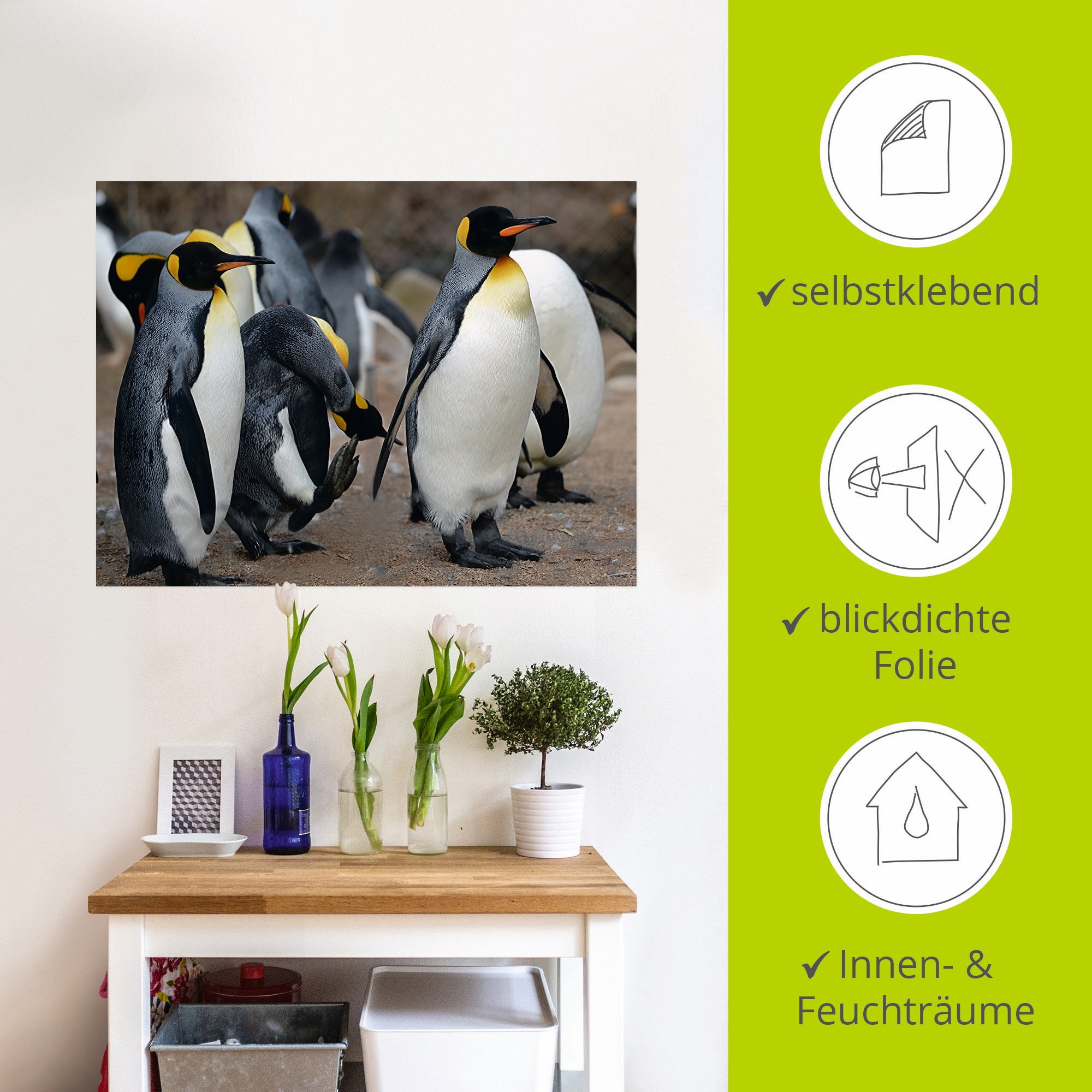 Artland Wandbild »Königspinguin«, Vögel, (1 St.), als Leinwandbild, Wandaufkleber in verschied. Größen