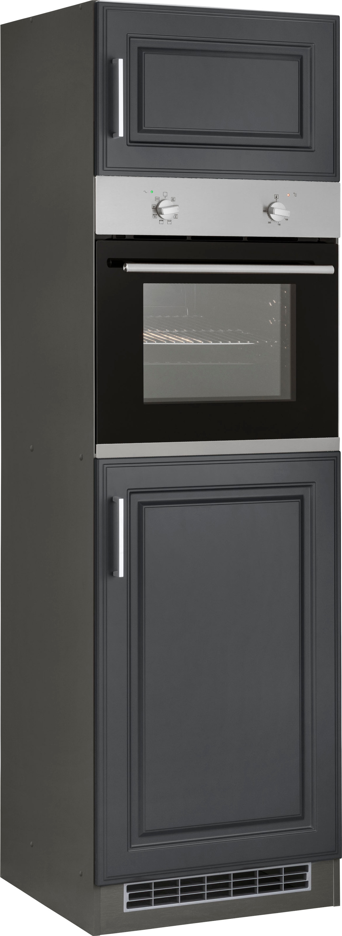 KOCHSTATION Backofenumbauschrank "KS-Stockholm" 60 cm breit, hochwertige MDF-Fronten mit Fräsung