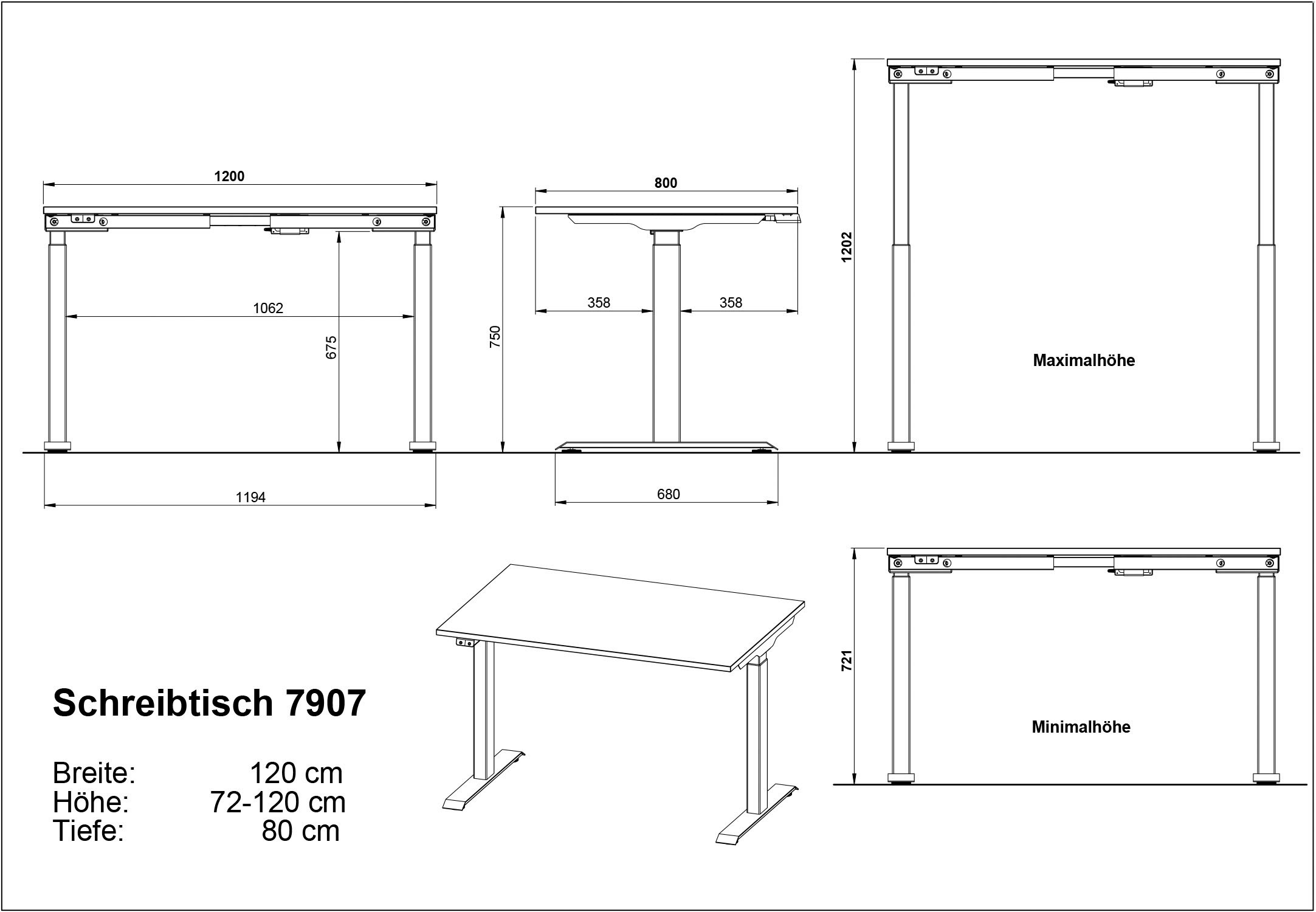 GERMANIA Schreibtisch »Jet, elektrisch höhenverstellbar«, moderne Farbvariationen, Breite 120/140/160/180 cm, Made in Germany