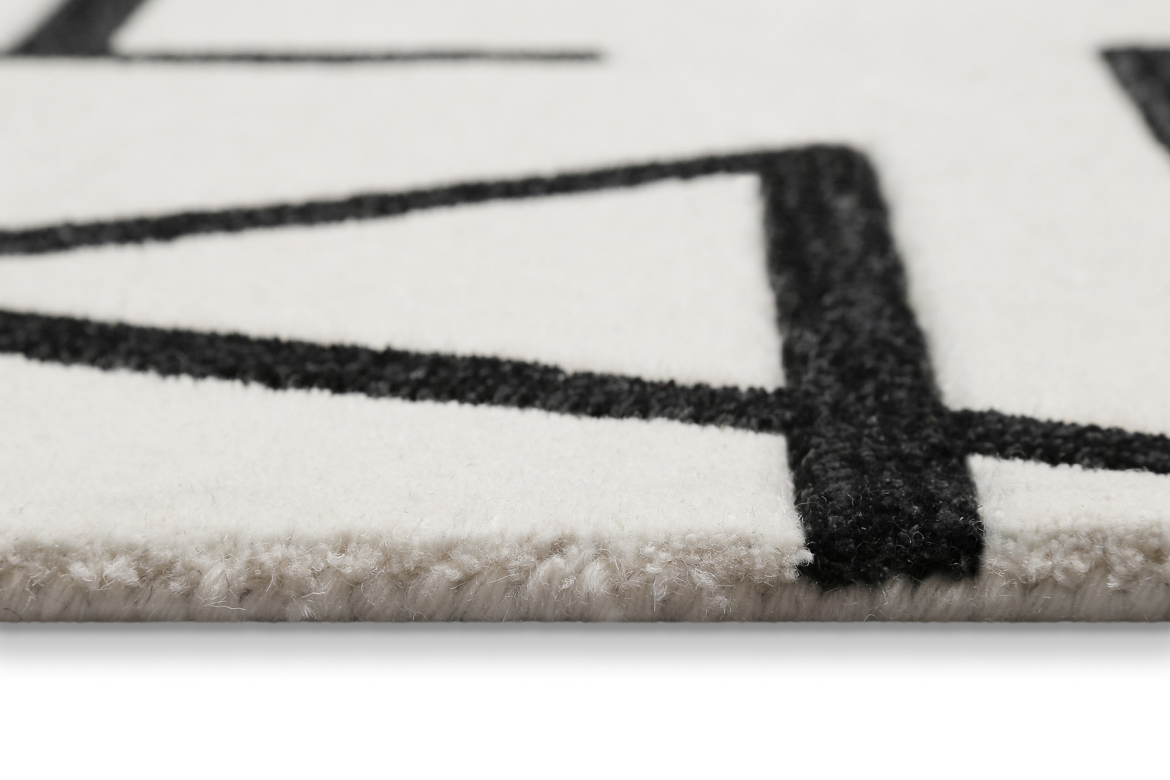 Wecon home Teppich »Beatrice« rechteckig 13 mm Höhe Kurzflorteppich, Schurwolle, Konturenschnitt, handgetuftet, Wohnzimmer