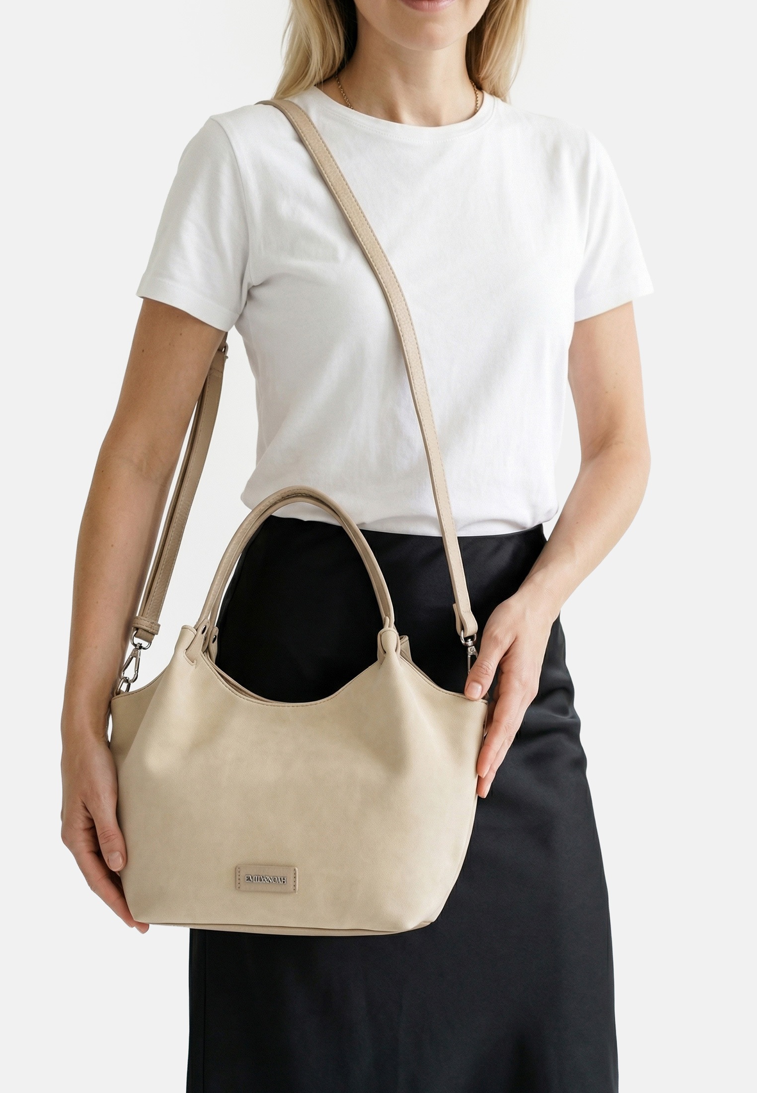 Shopper EMILY & NOAH "Shopper E&N Jeanna", Damen, Gr. B/H/T: 35cm x 24cm x 10cm 0, beige (beige 400), Polyurethan, Taschen Shopper 3