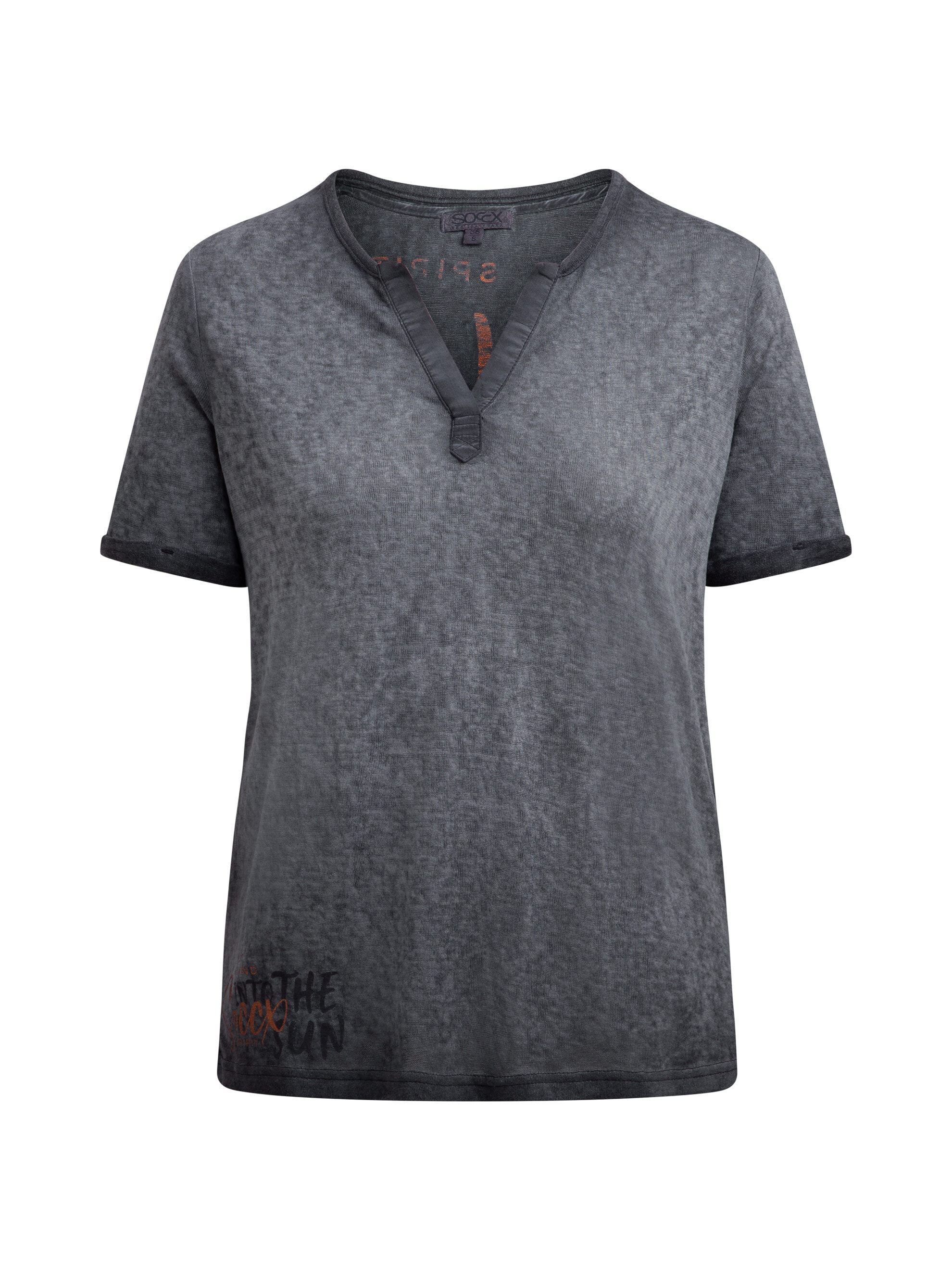 SOCCX V-Shirt mit fixierten Turn-Up-Ärmeln